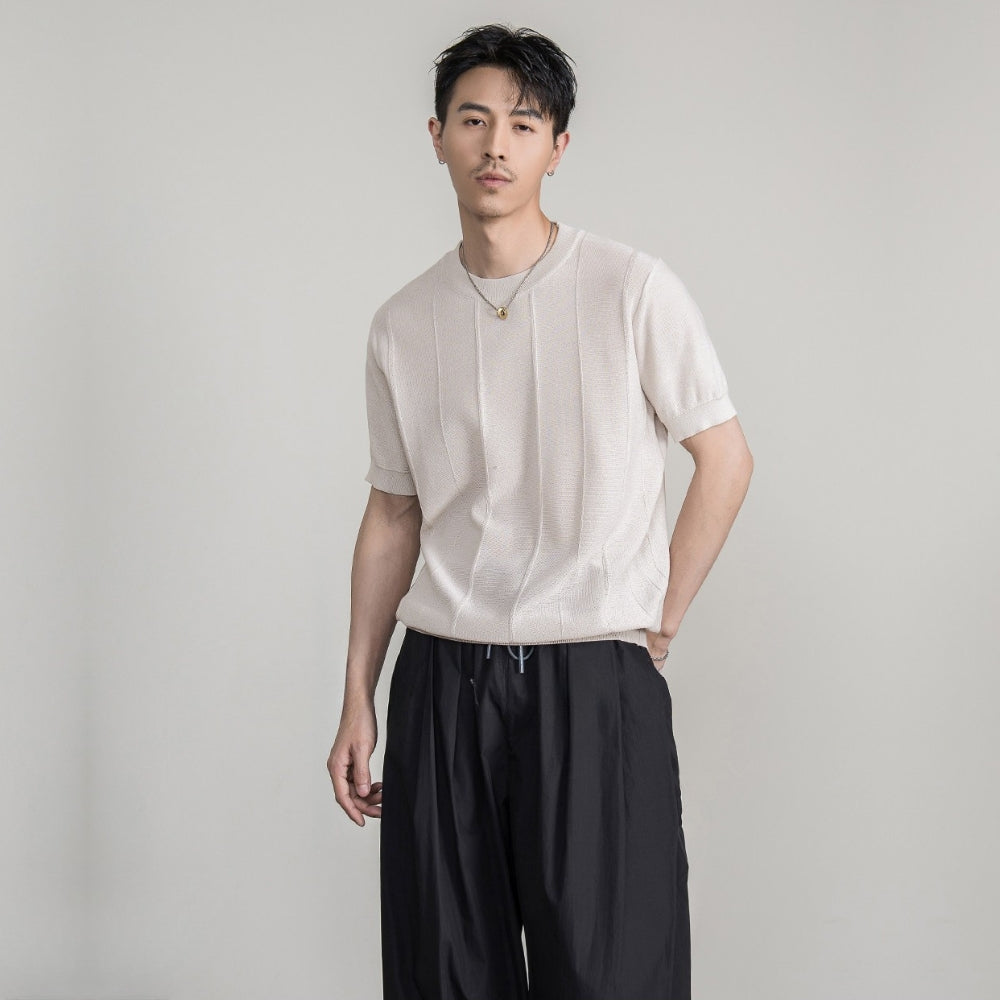 Breathable Knit Crew Neck T-Shirt  #FS087