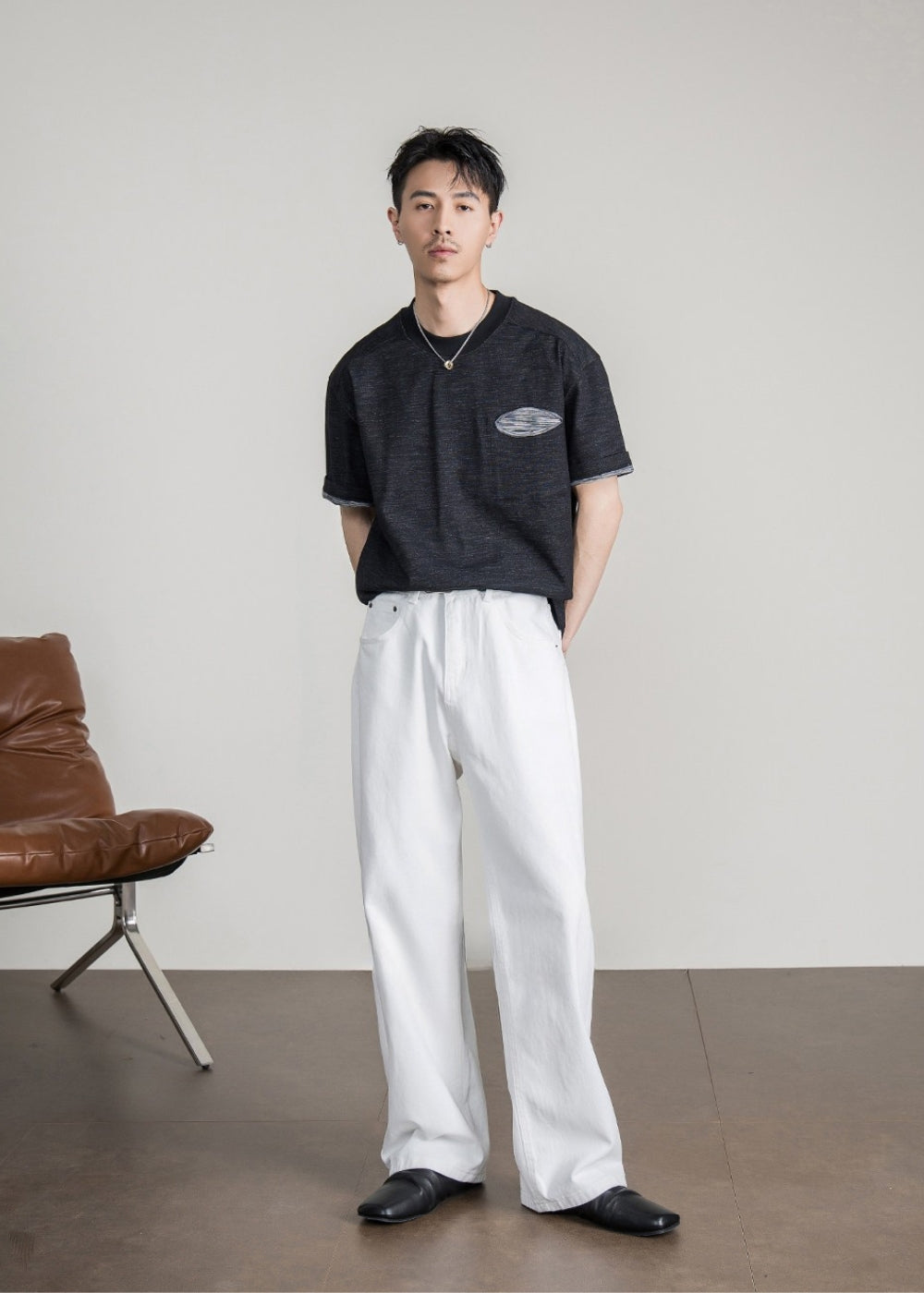 Natural Cotton Wide Straight Jeans  #FS080
