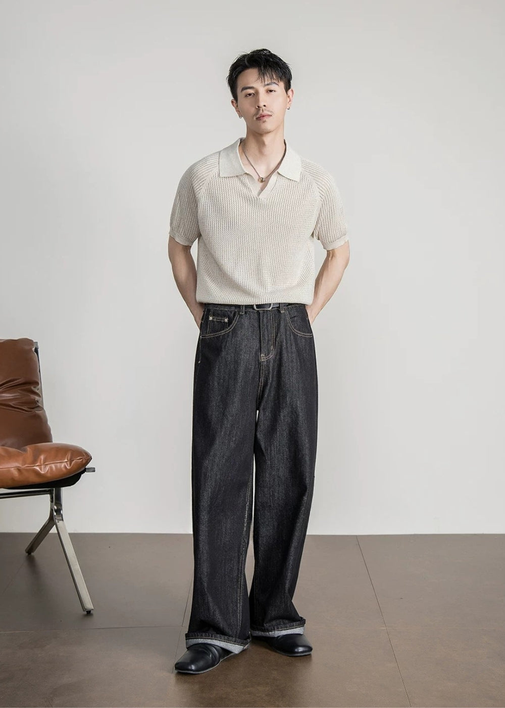 Tencel Linen Open Knit Polo #FS081