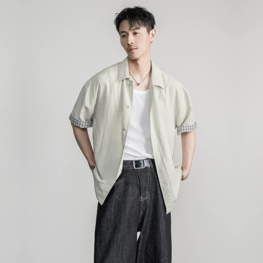 Drape Check Cuff Shirt  #FS063