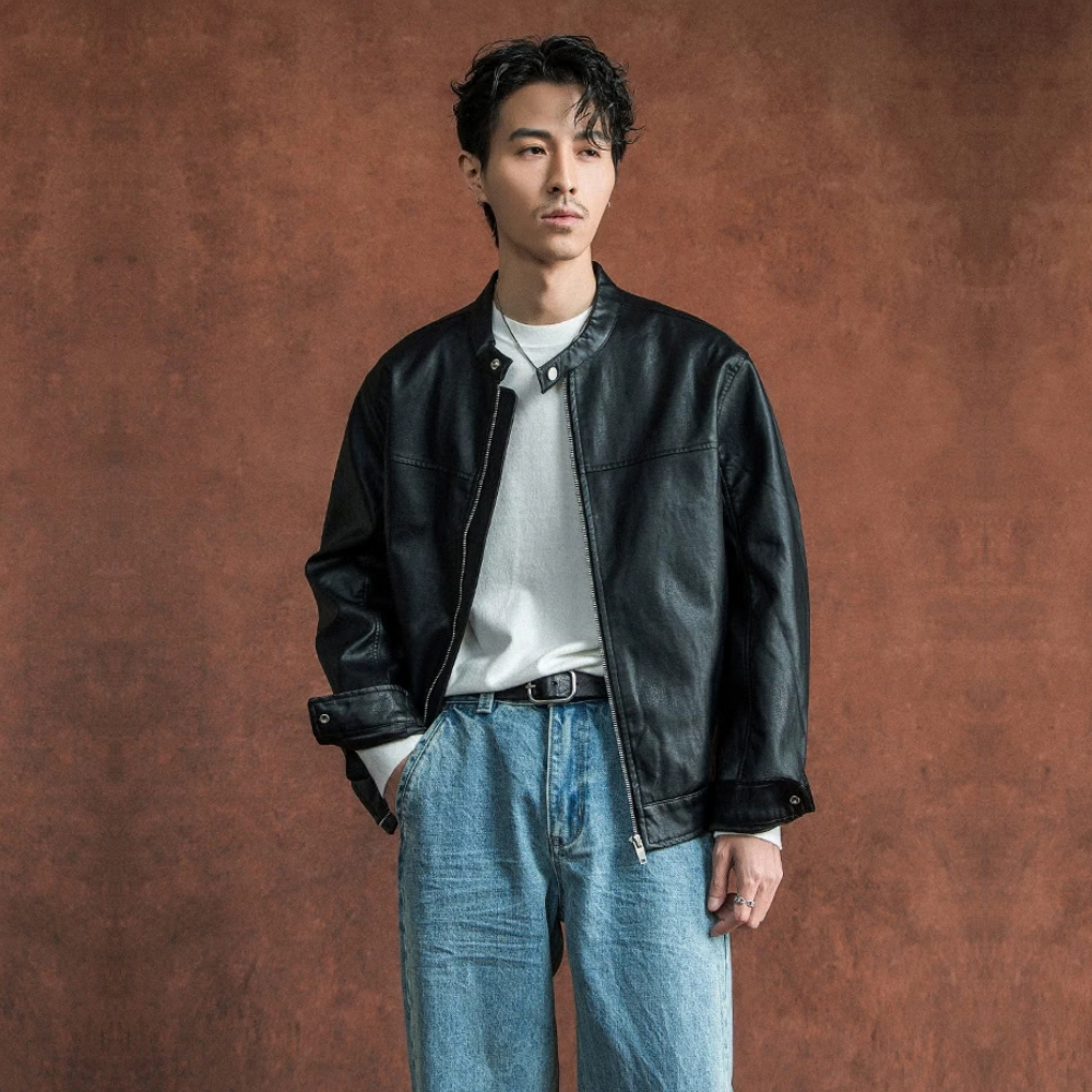 Minimal Faux Leather Jacket  #SF004