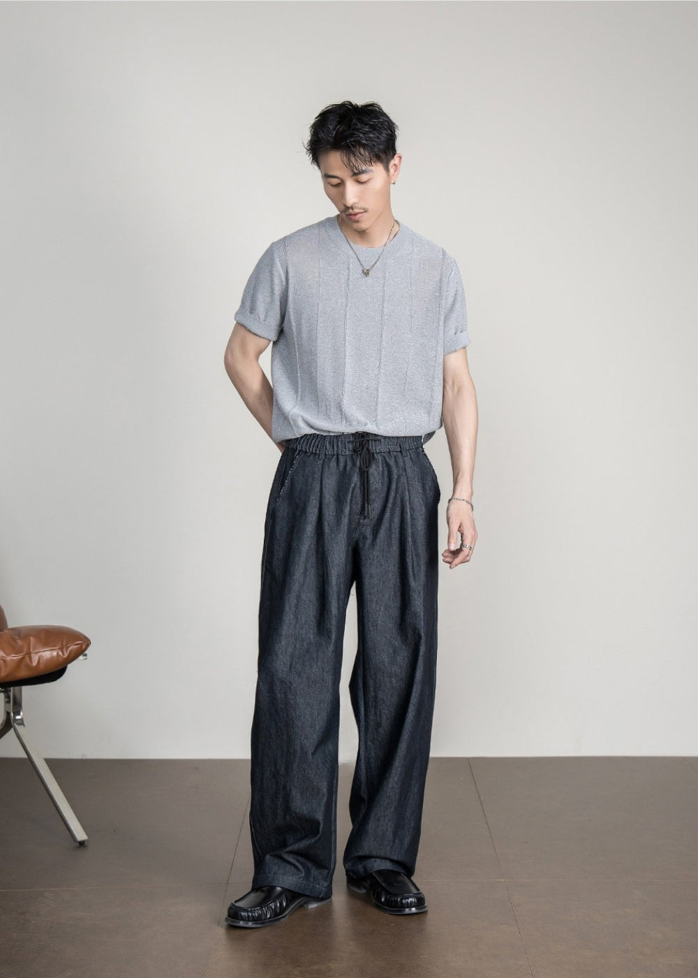 Breathable Knit Crew Neck T-Shirt  #FS087