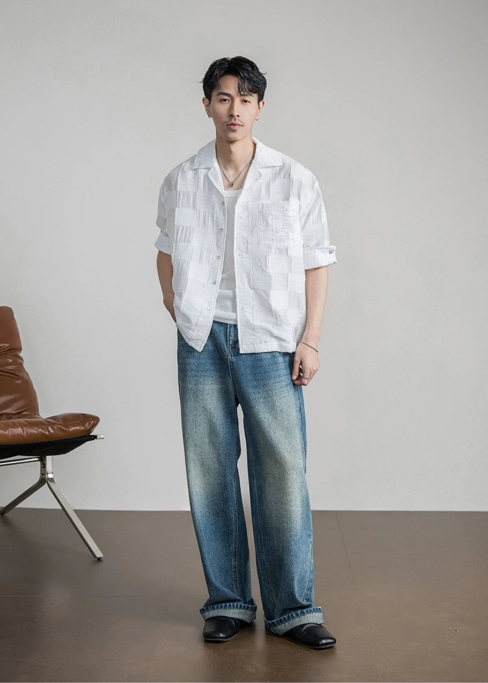 Vintage Wash Wide Jeans  #FS104
