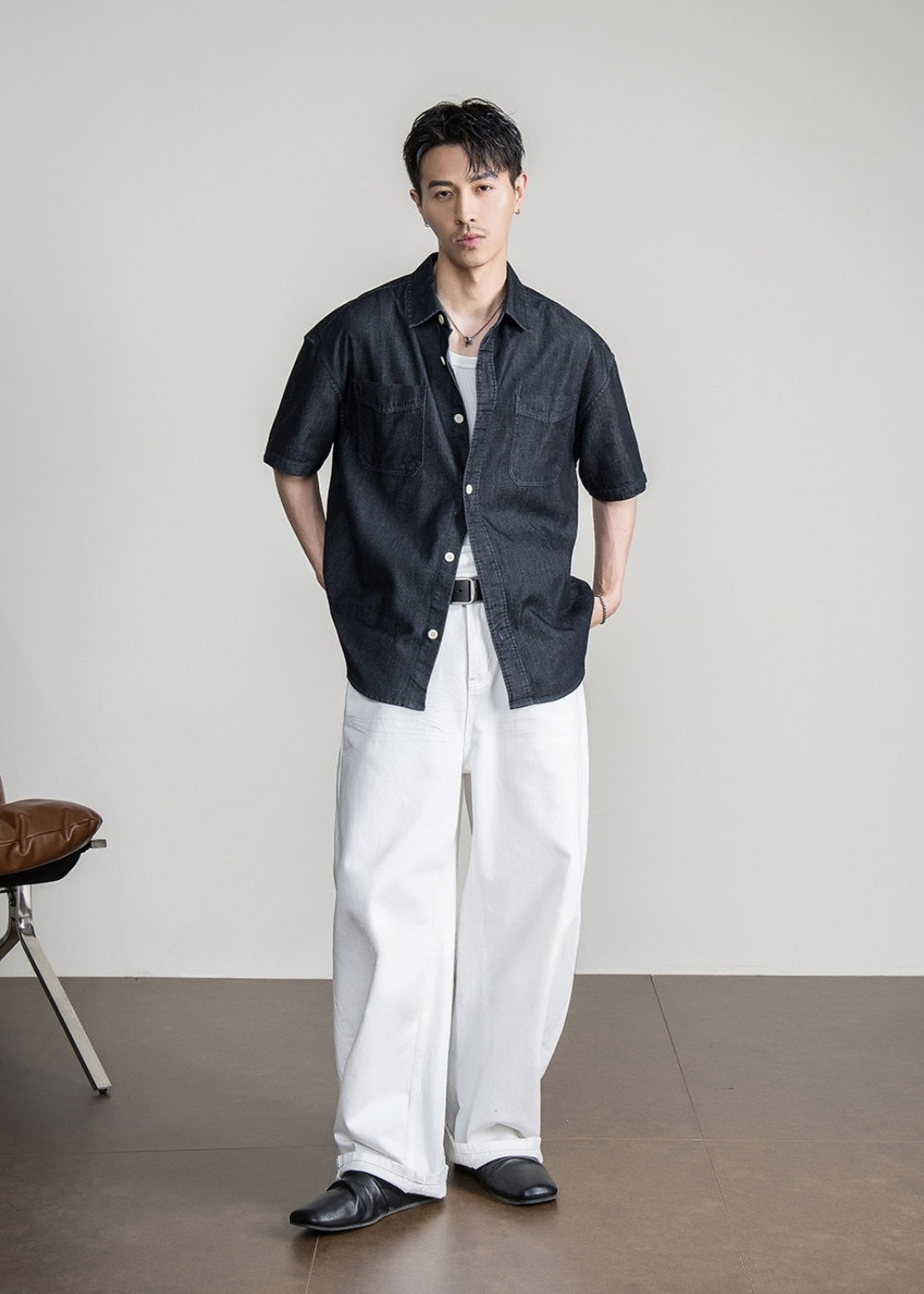 Dim Denim Half Sleeve Shirt  #FS059