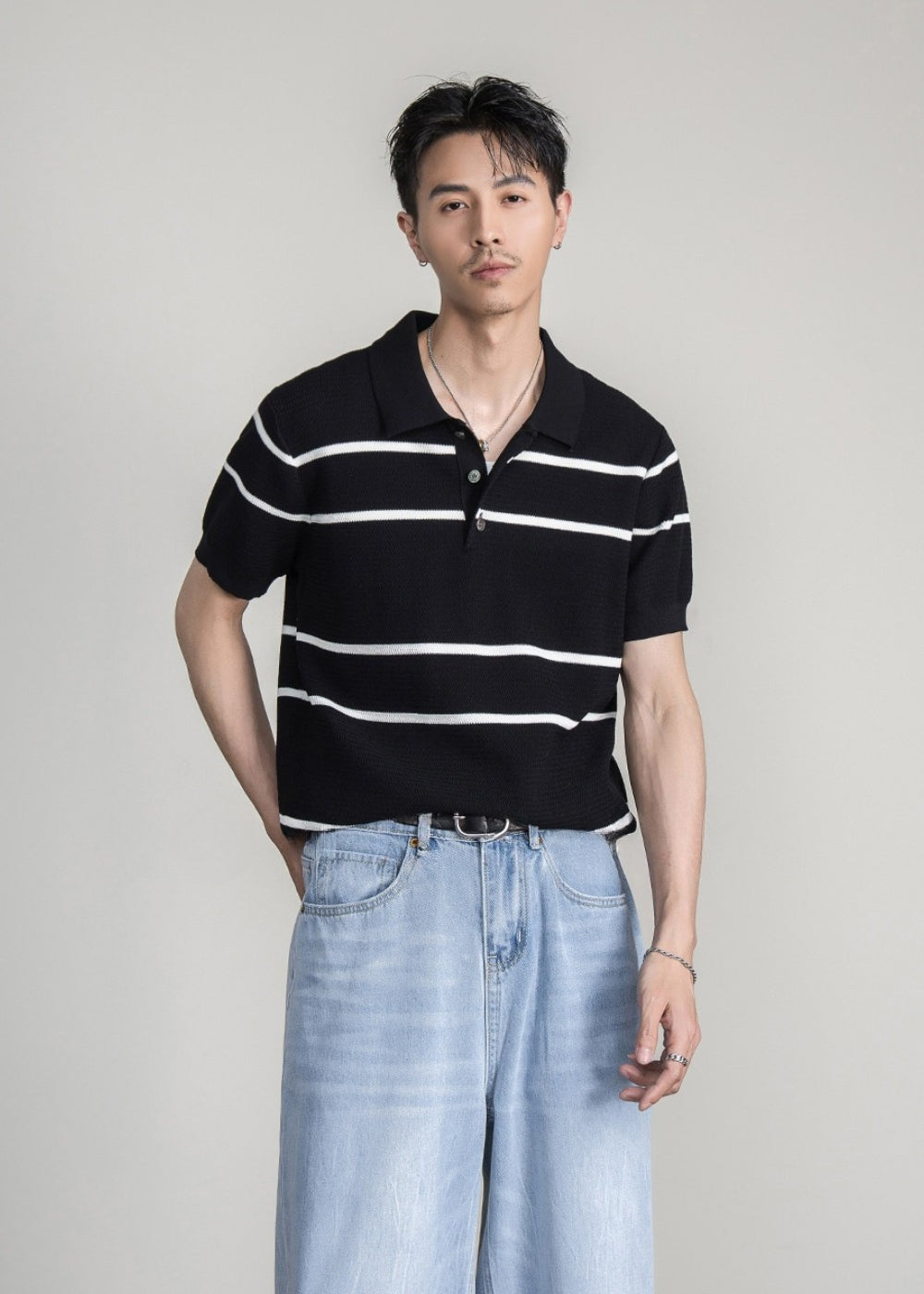Classic Stripe Lyocell Polo  #FS101