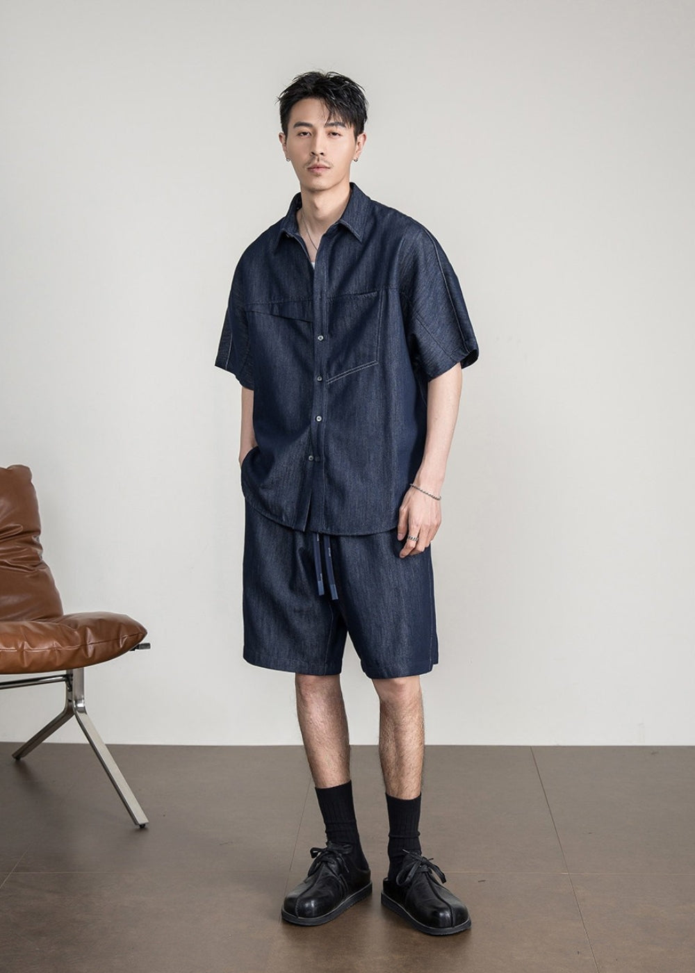 Lyocell Denim Relax Short Set  #FS062