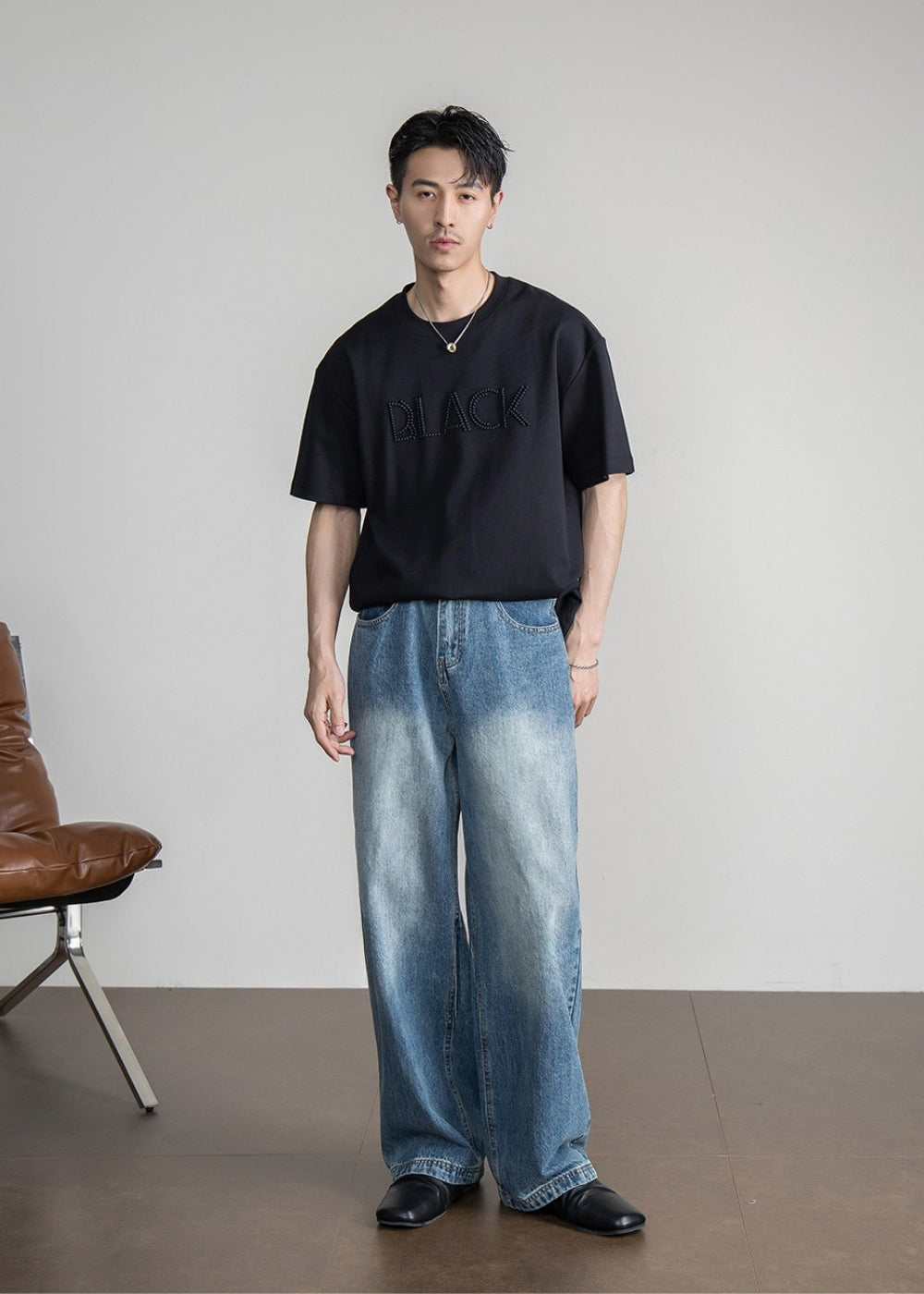 Classic Blue Wide Straight Jeans  #FS079