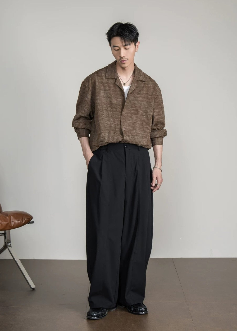 Wave Knit Cuban Loose Shirt  #FS056