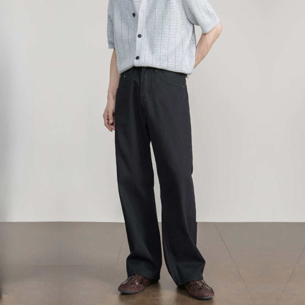 Natural Cotton Wide Straight Jeans  #FS080