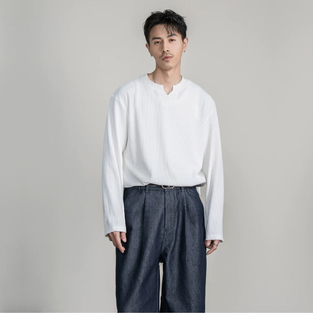 Soft Rib Slit Relax Top  #FS047