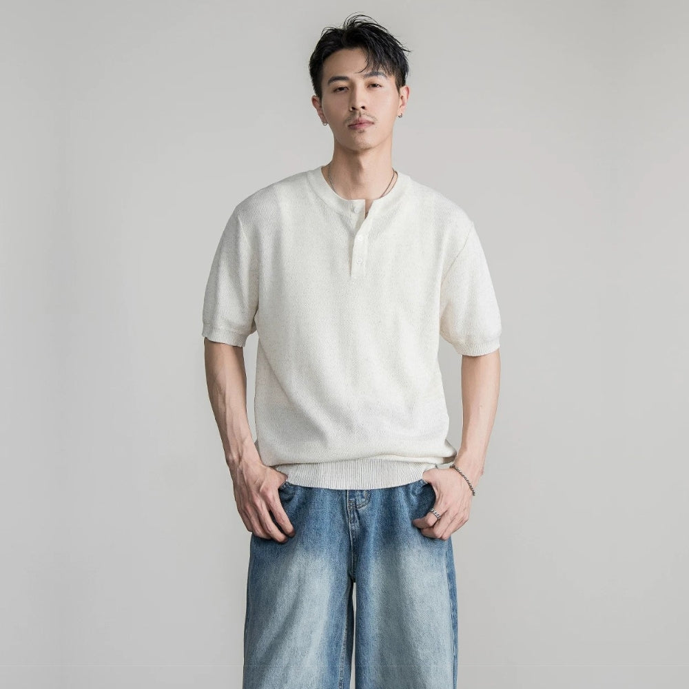 Henley Neck Textured Knit  #FS083