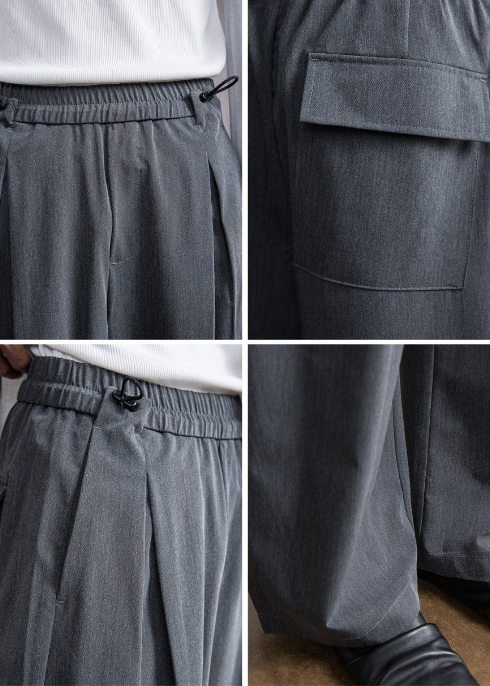 Smart Drape Wide Trousers  #FS097