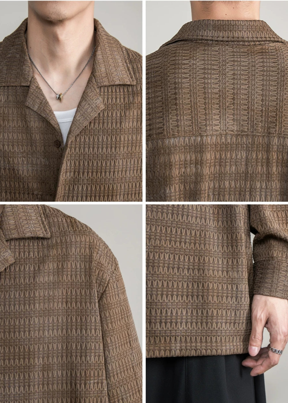 Wave Knit Cuban Loose Shirt  #FS056