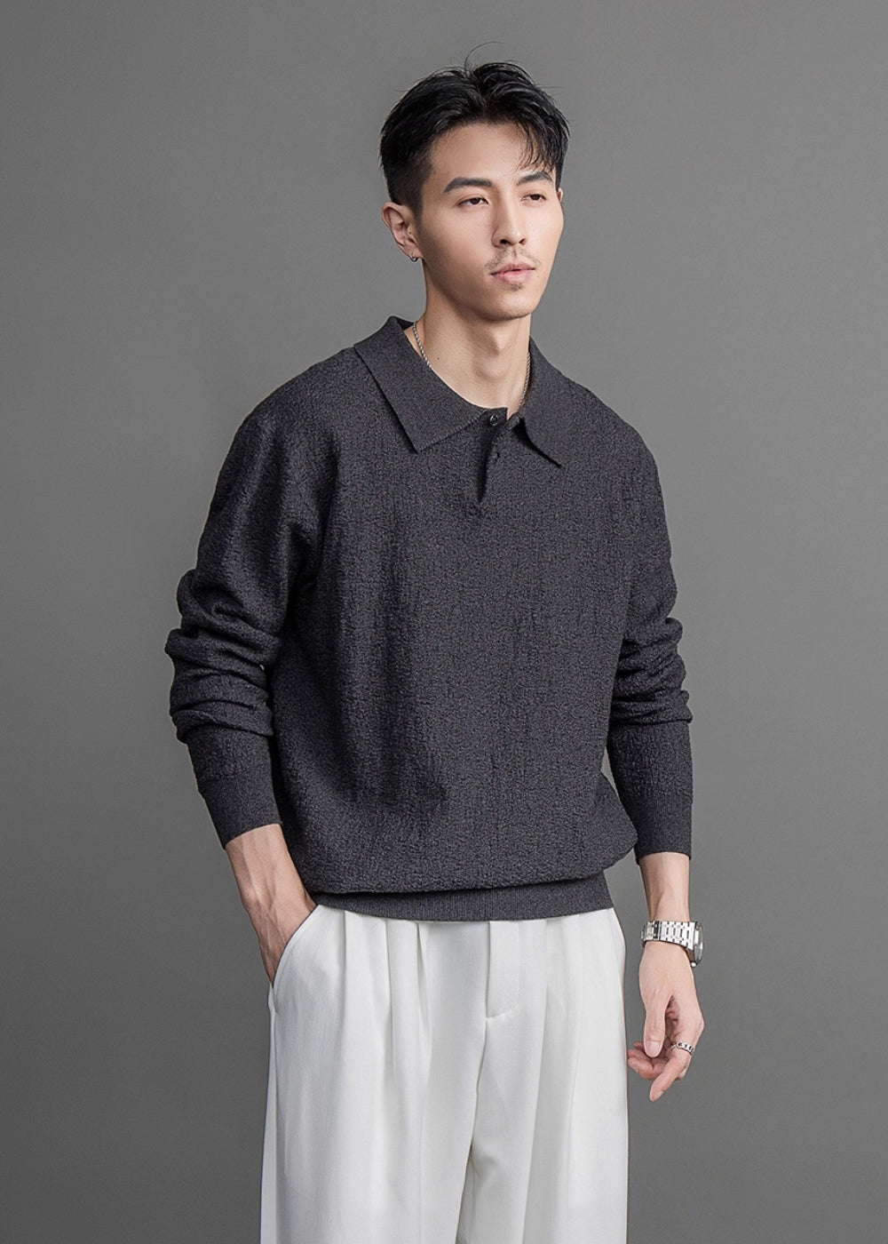 Melange Relax Polo Knit  #FS003