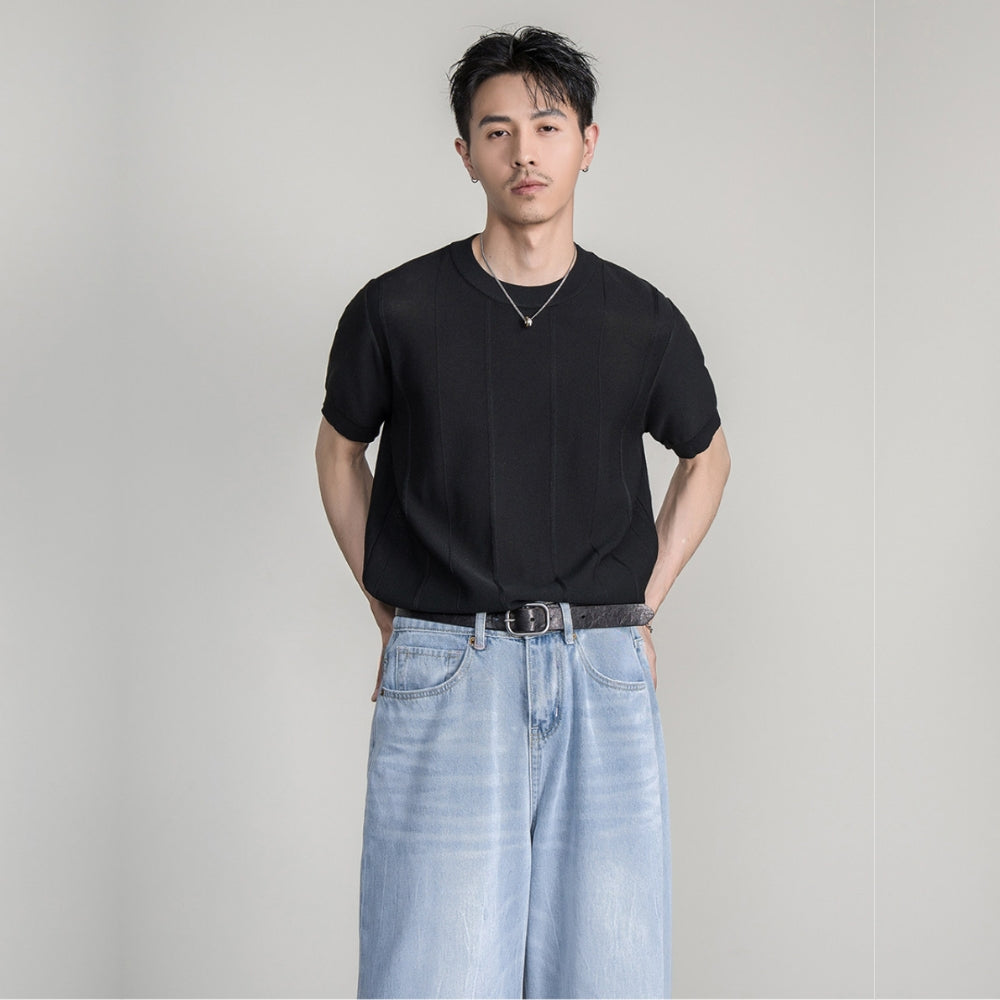 Breathable Knit Crew Neck T-Shirt  #FS087