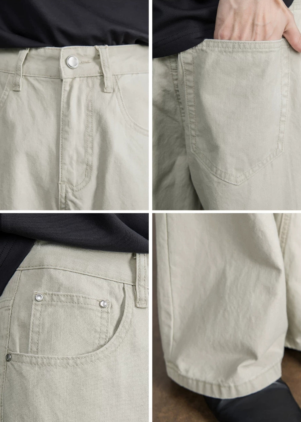 Greige Washed Straight Jeans  #FS078