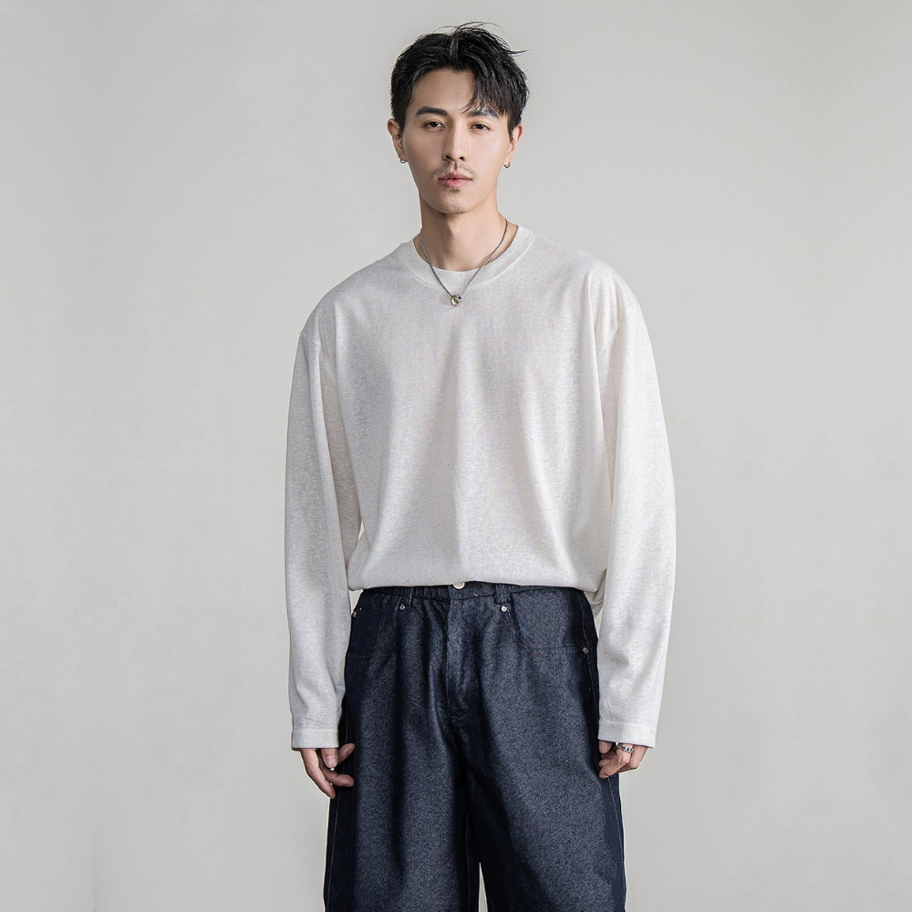 Grain Linen Drape Long Sleeve  #FS066