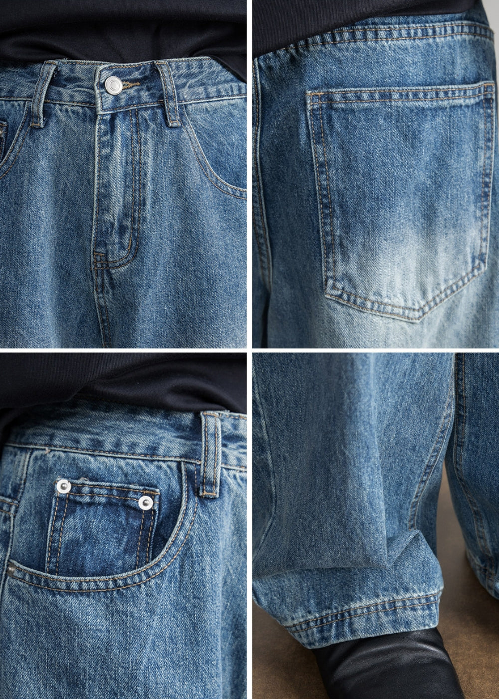 Classic Blue Wide Straight Jeans  #FS079