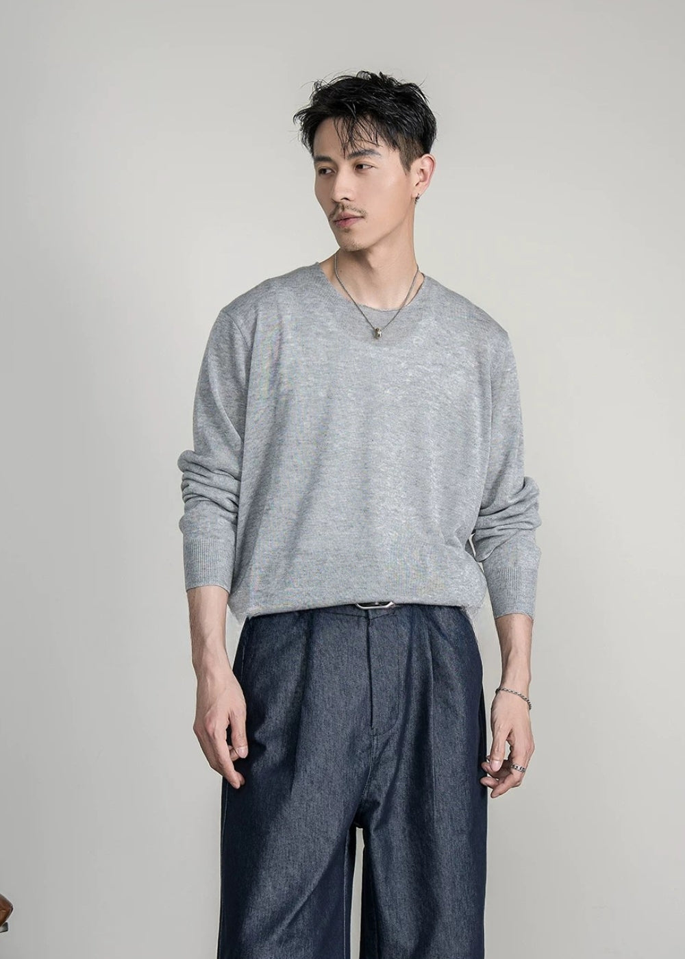 Soft Gauge Wool Crew Knit  #FS050
