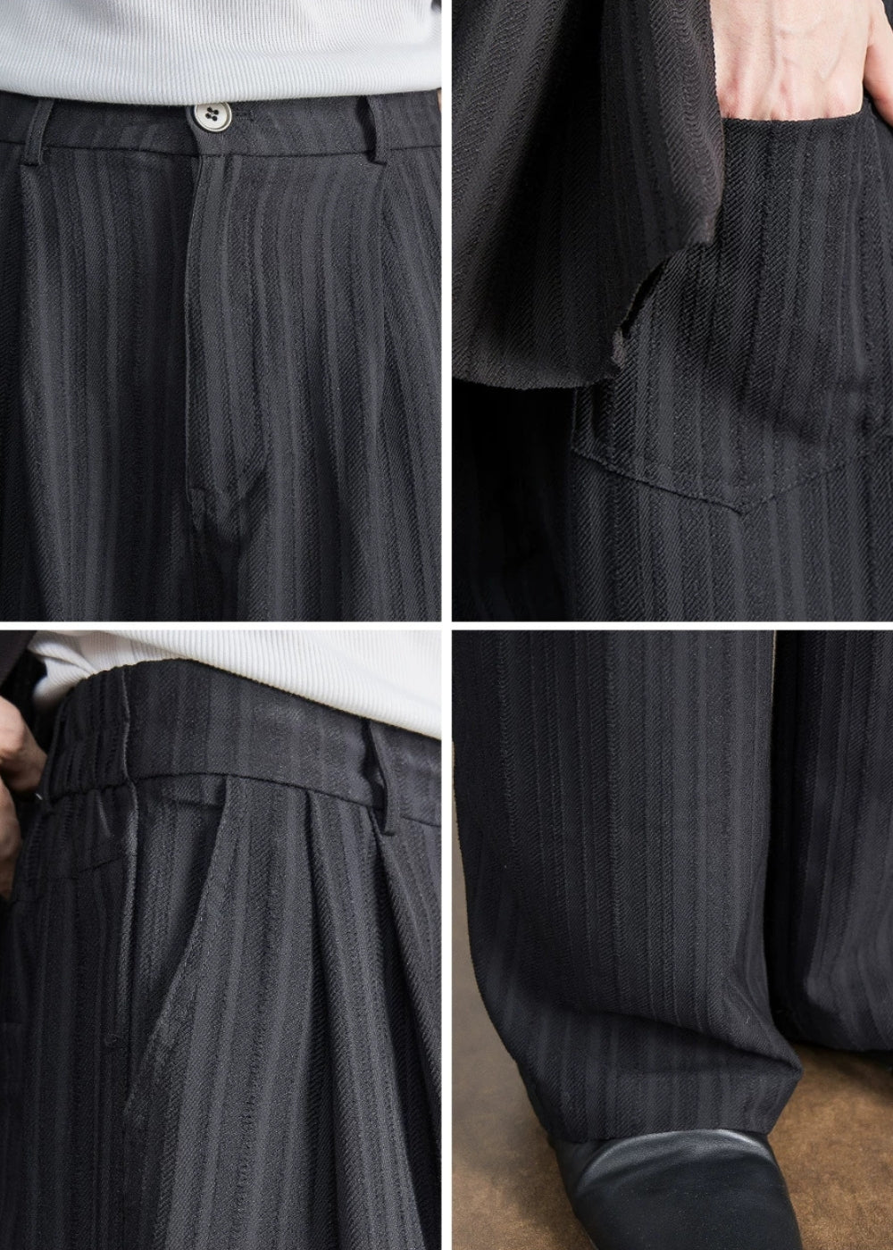 Textured Stripe Wide Trousers  #FS091
