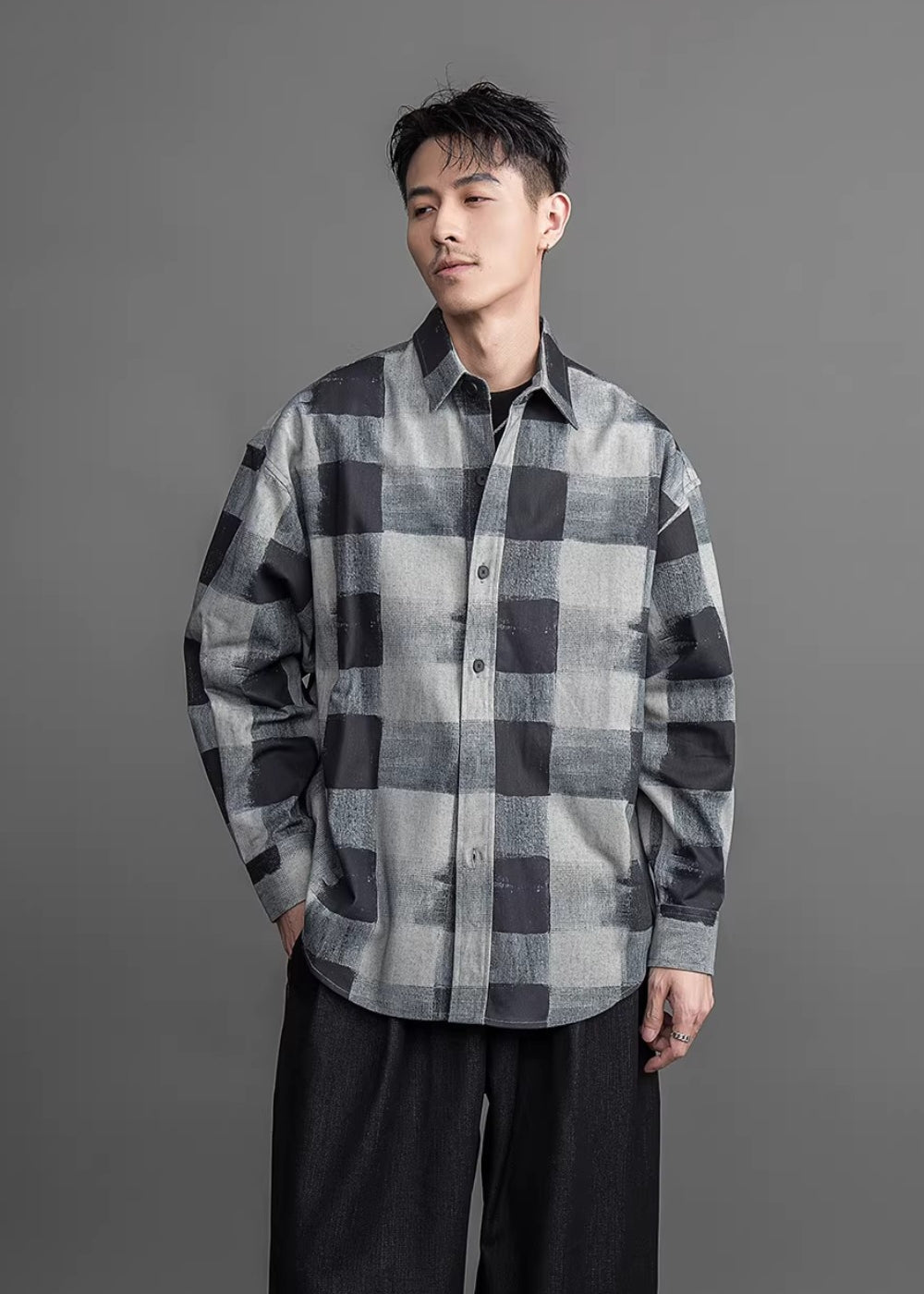 Calm Tone Check Shirt  #FS029