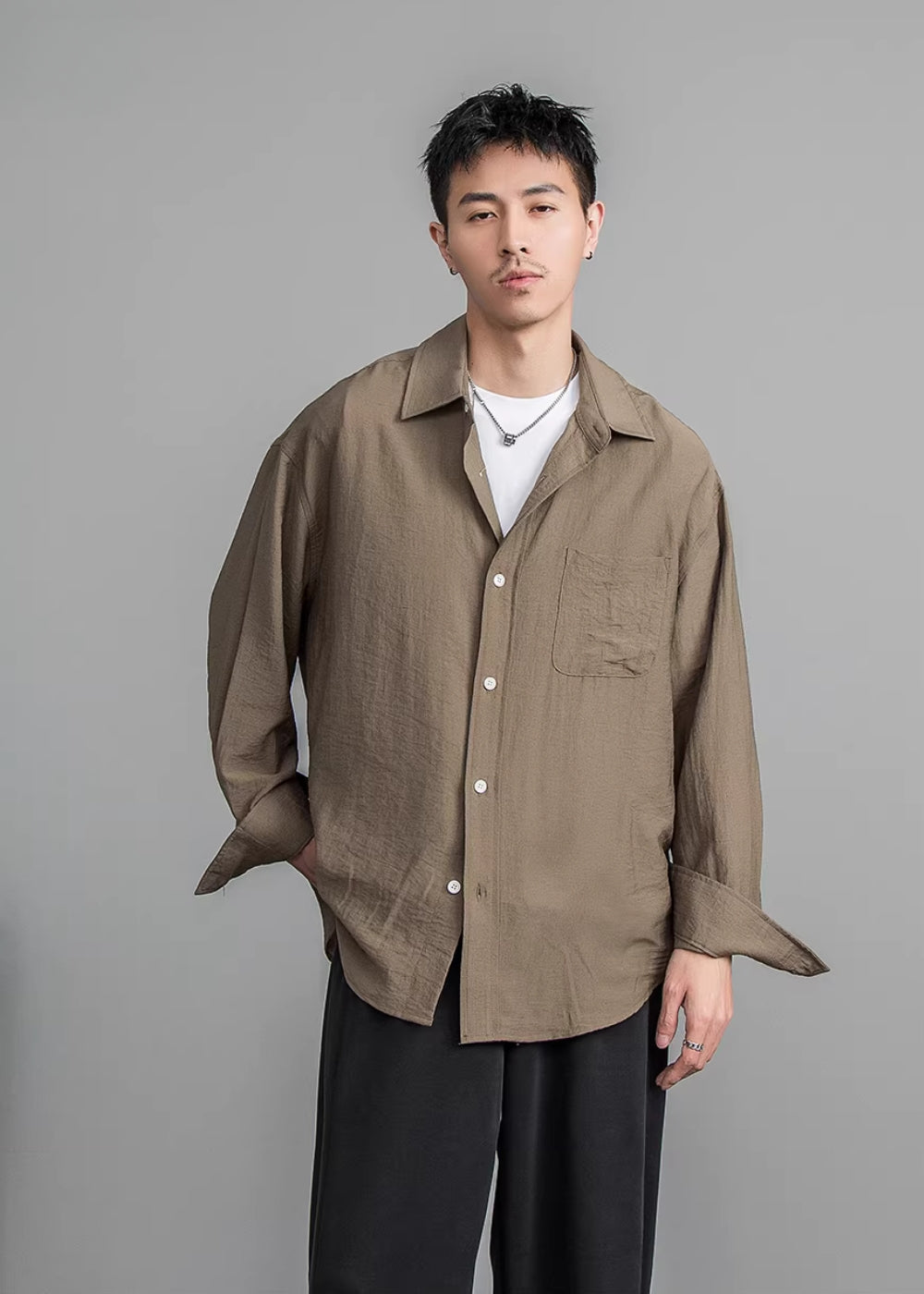 Airy Linen Relax Shirt  #FS030