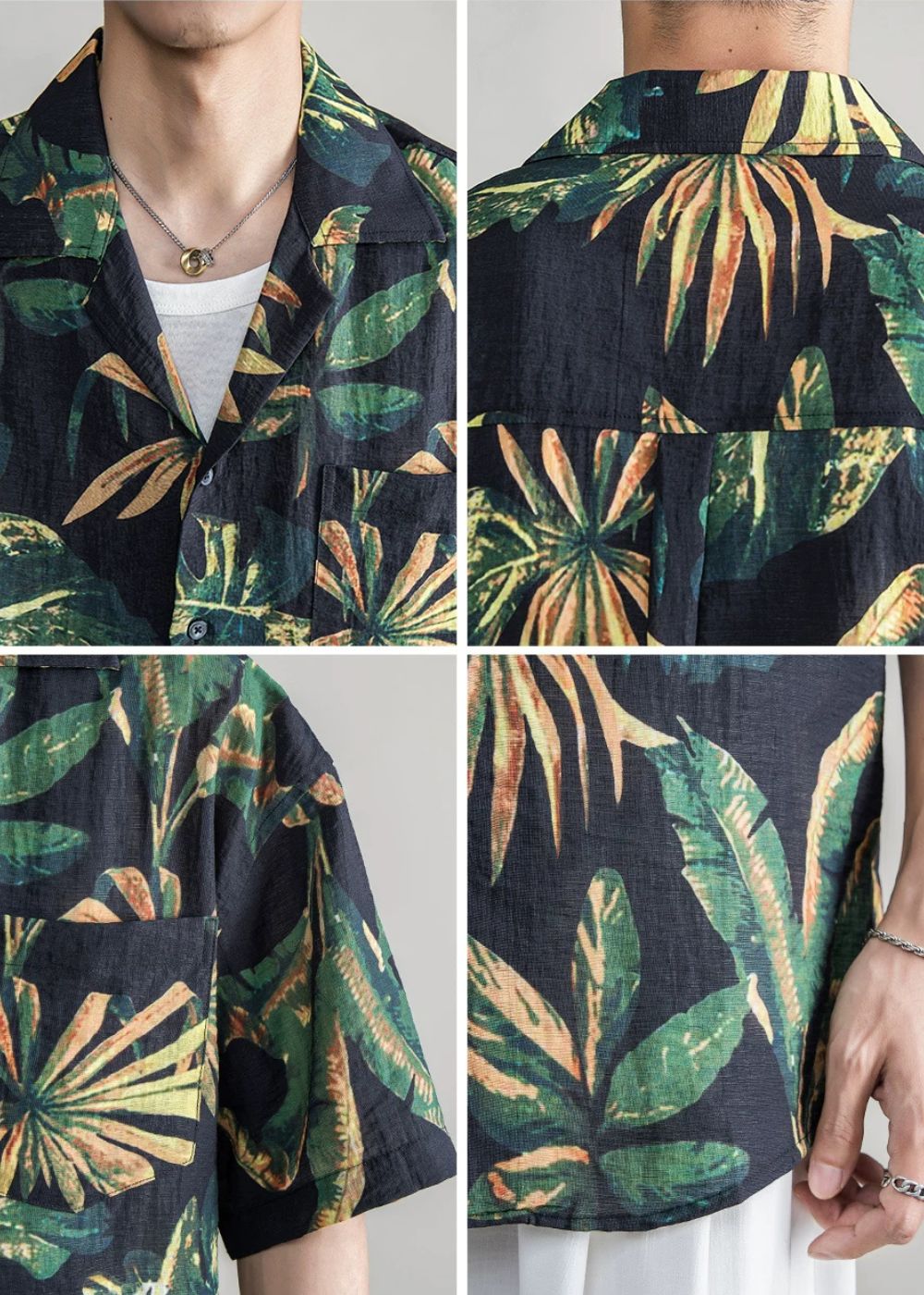 Tropical Leaf Cuban Shirt  #FS064