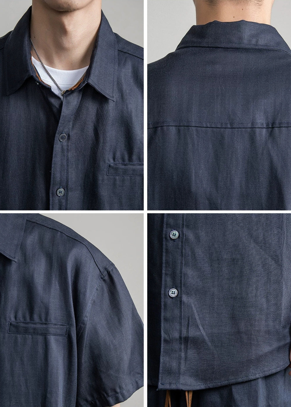 Cool Linen Blend Relaxed Short Set  #FS099