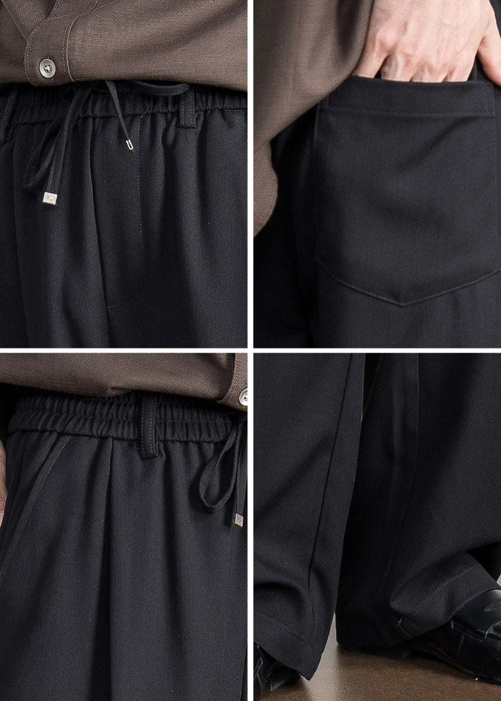 Structured Drape Wide Trousers  #FS076