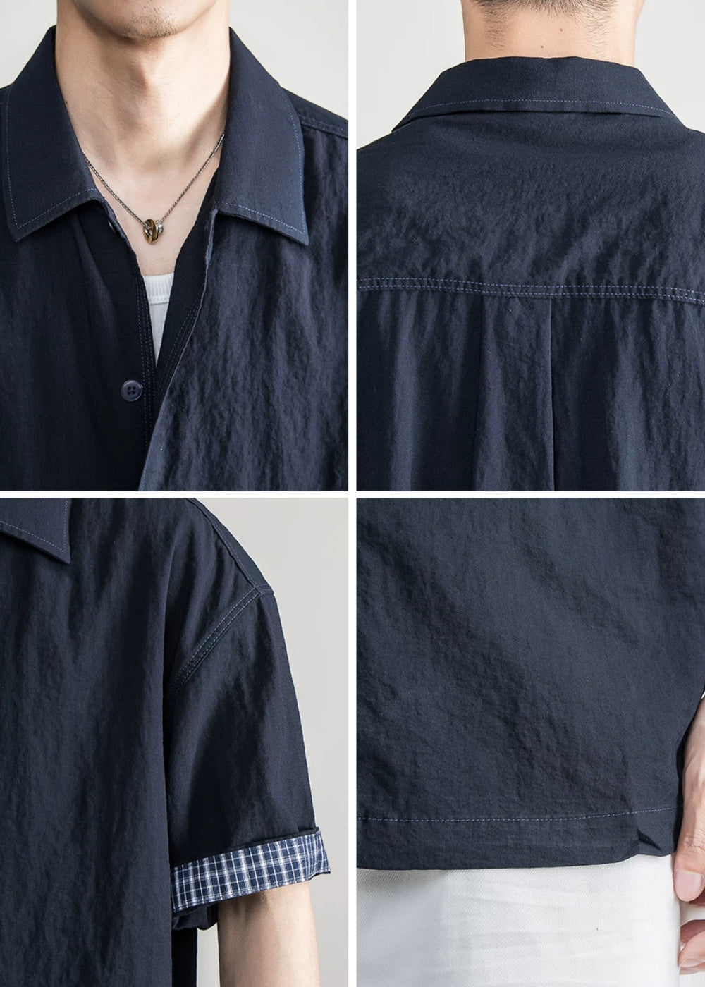 Drape Check Cuff Shirt  #FS063