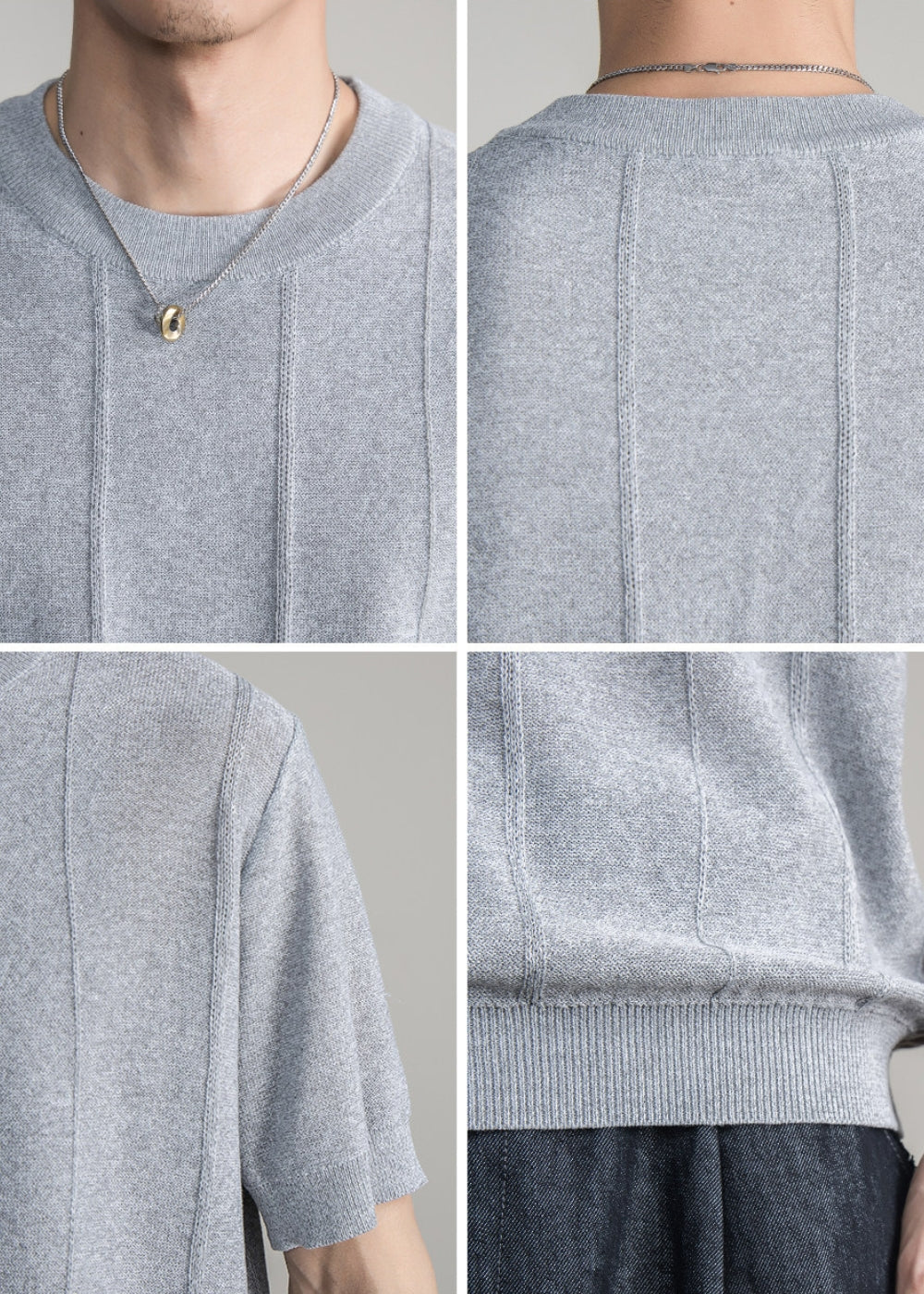 Breathable Knit Crew Neck T-Shirt  #FS087