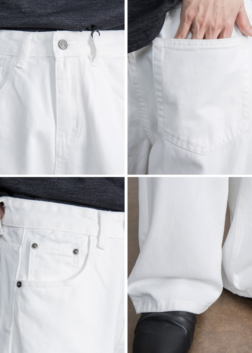 Natural Cotton Wide Straight Jeans  #FS080