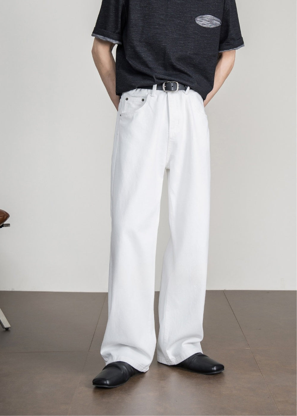 Natural Cotton Wide Straight Jeans  #FS080