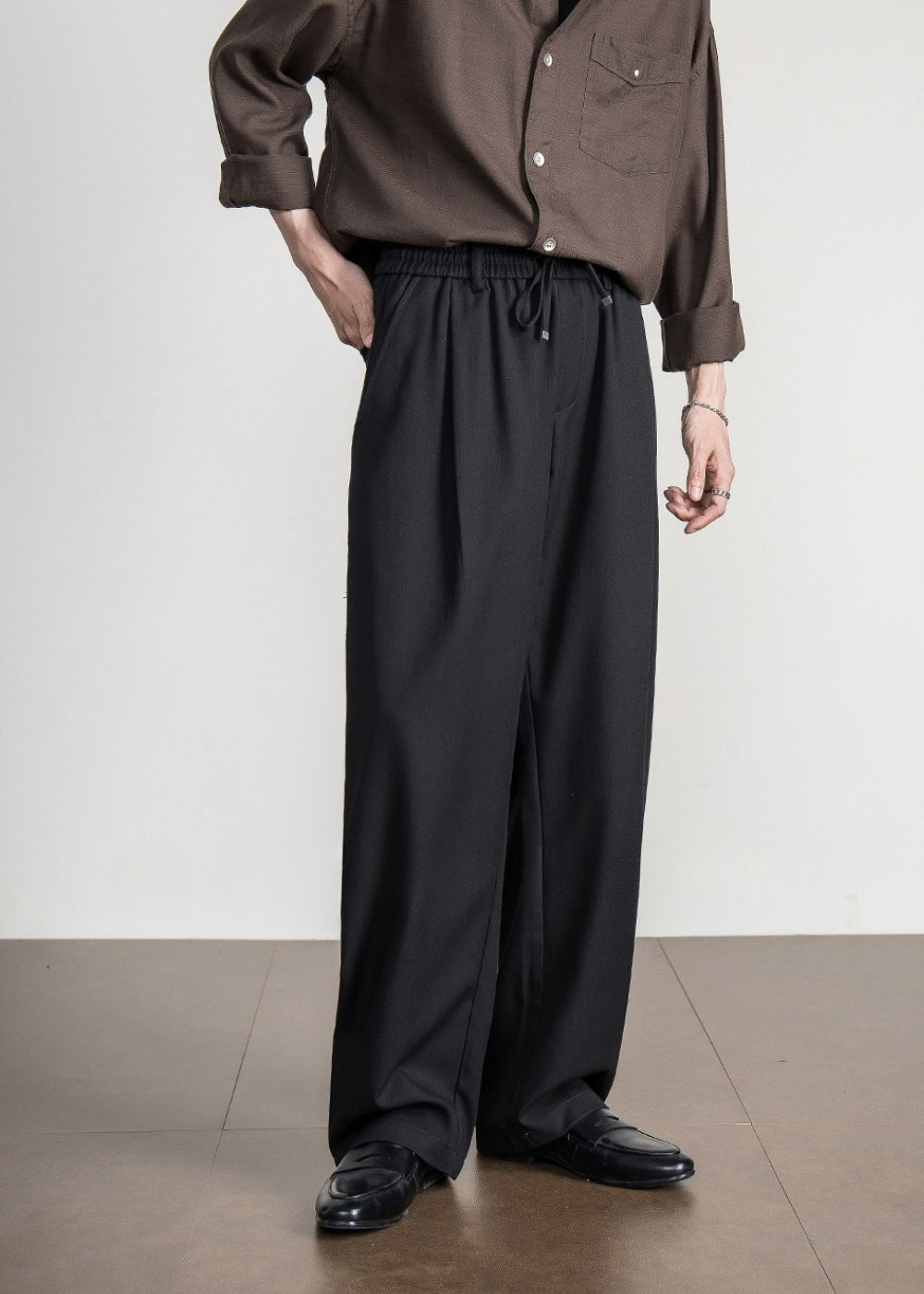 Structured Drape Wide Trousers  #FS076