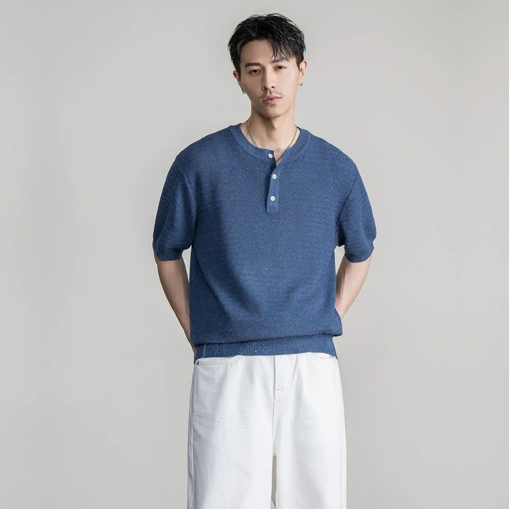 Henley Neck Textured Knit  #FS083