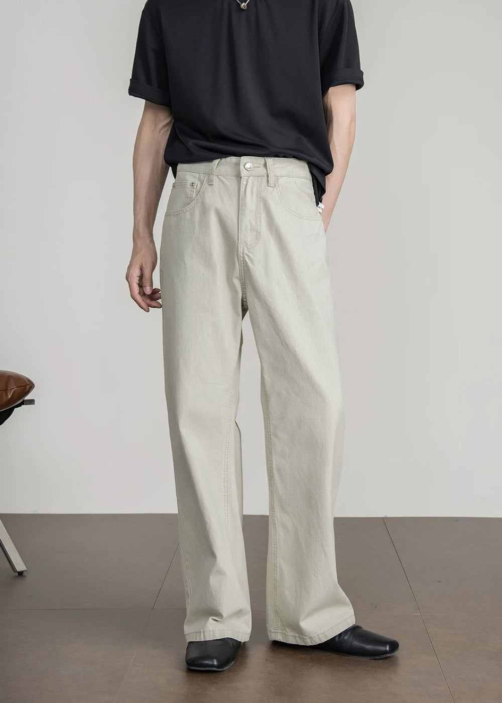 Greige Washed Straight Jeans  #FS078