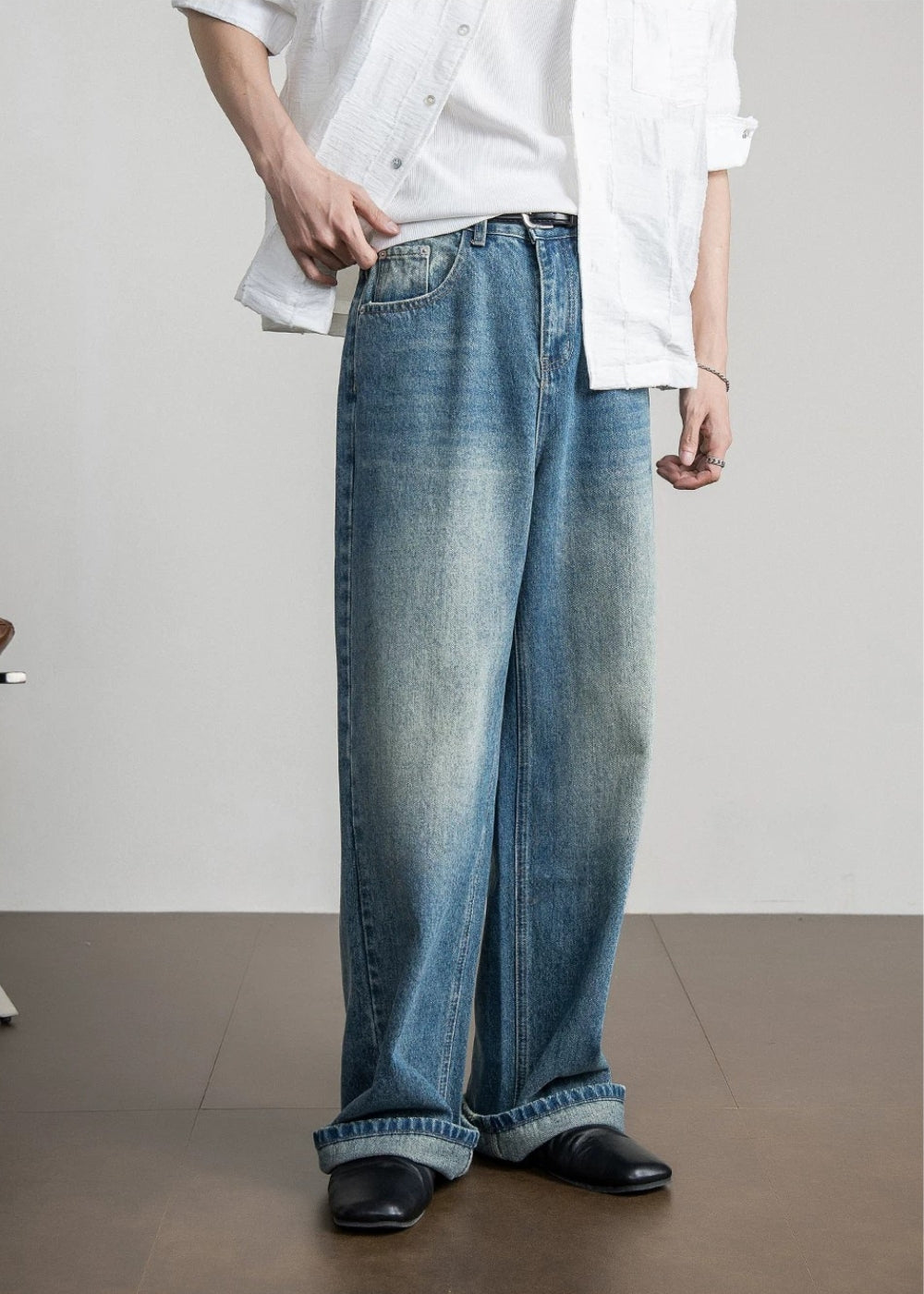 Vintage Wash Wide Jeans  #FS104