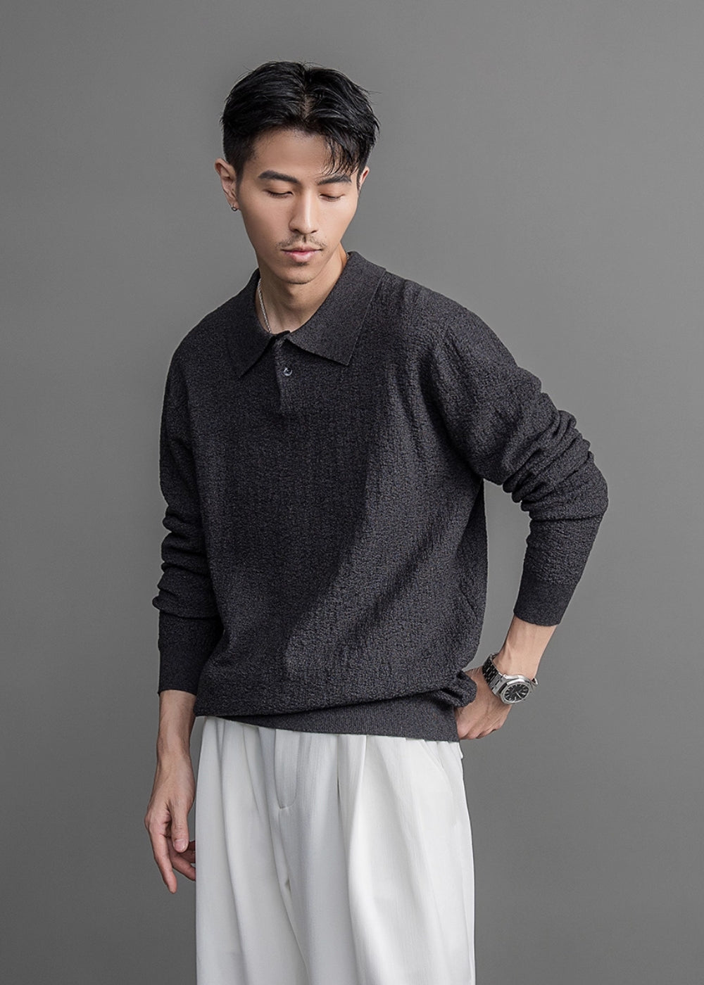 Melange Relax Polo Knit  #FS003