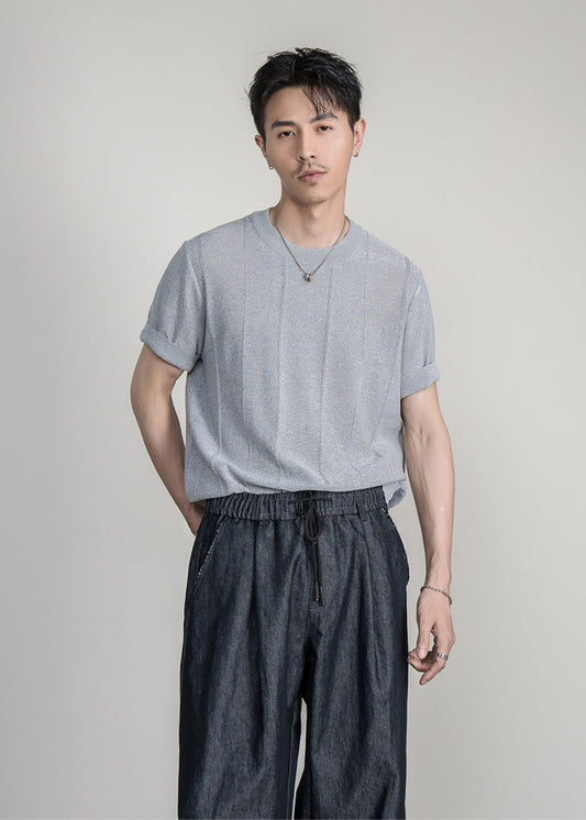 Breathable Knit Crew Neck T-Shirt  #FS087