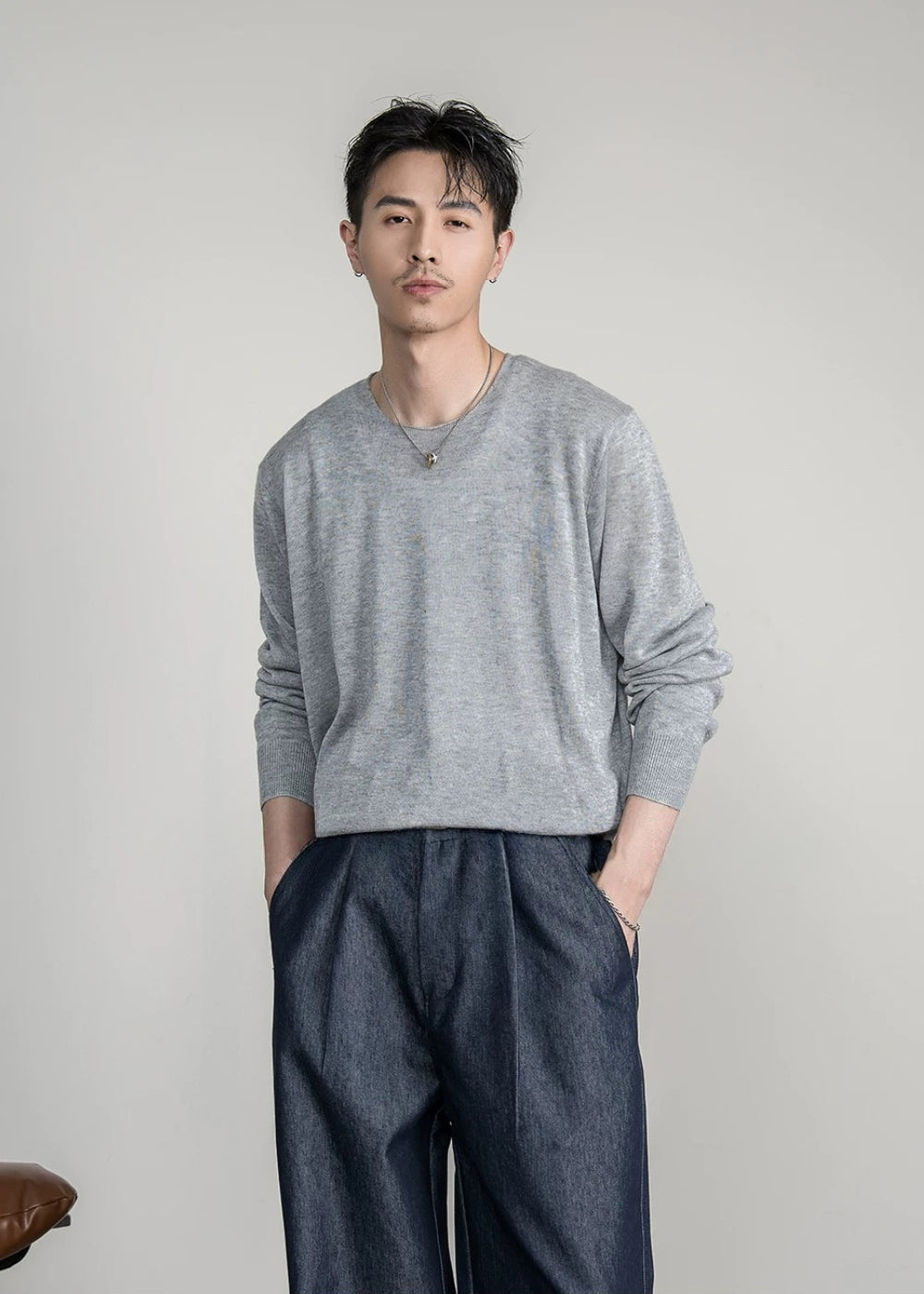 Soft Gauge Wool Crew Knit  #FS050