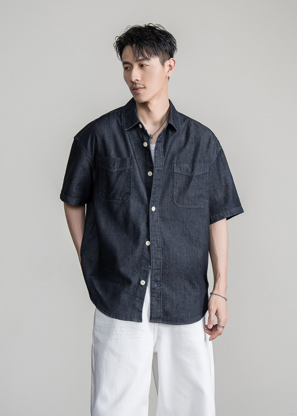 Dim Denim Half Sleeve Shirt  #FS059