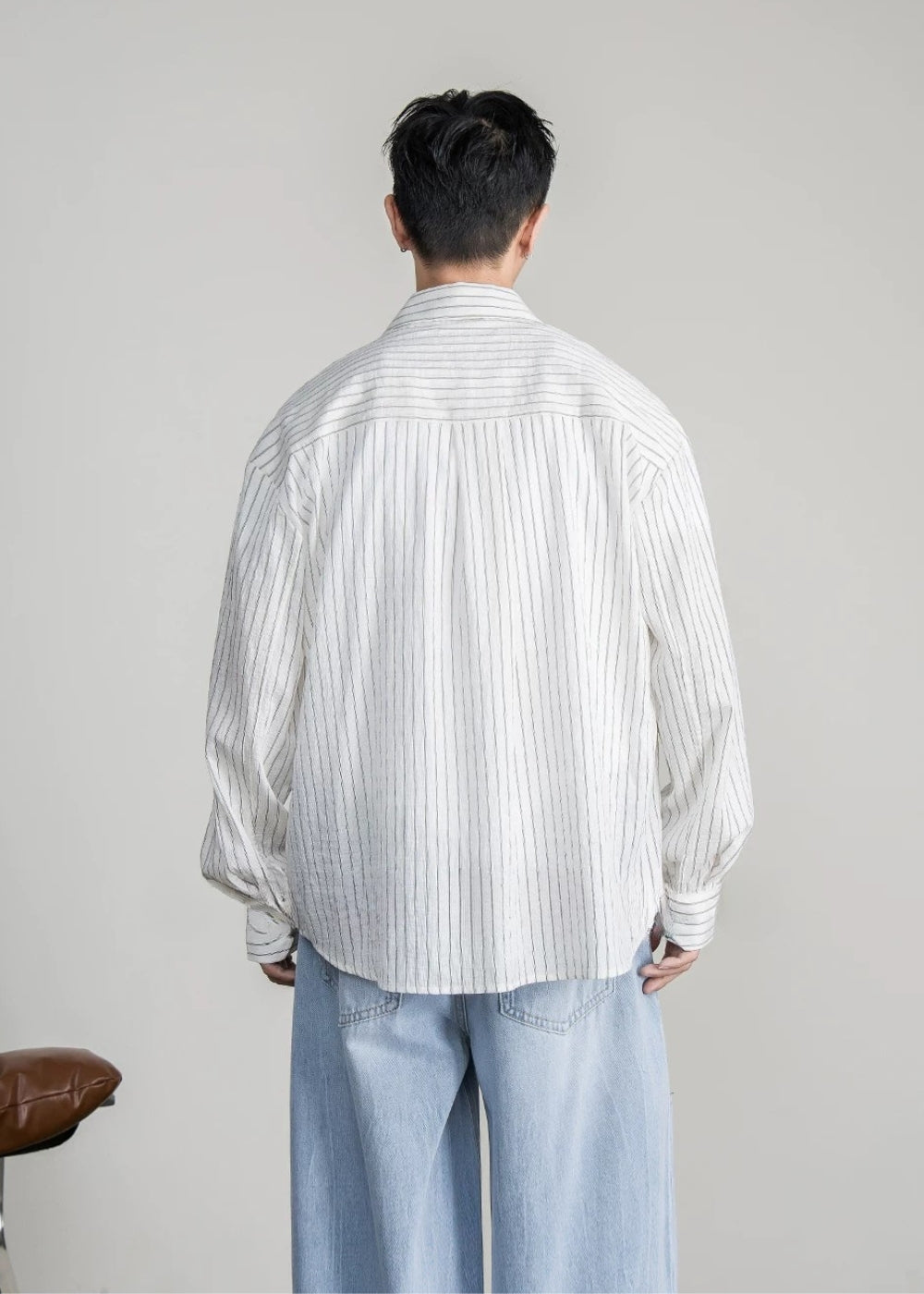 Lyocell Pin Stripe Relax Shirt  #FS048