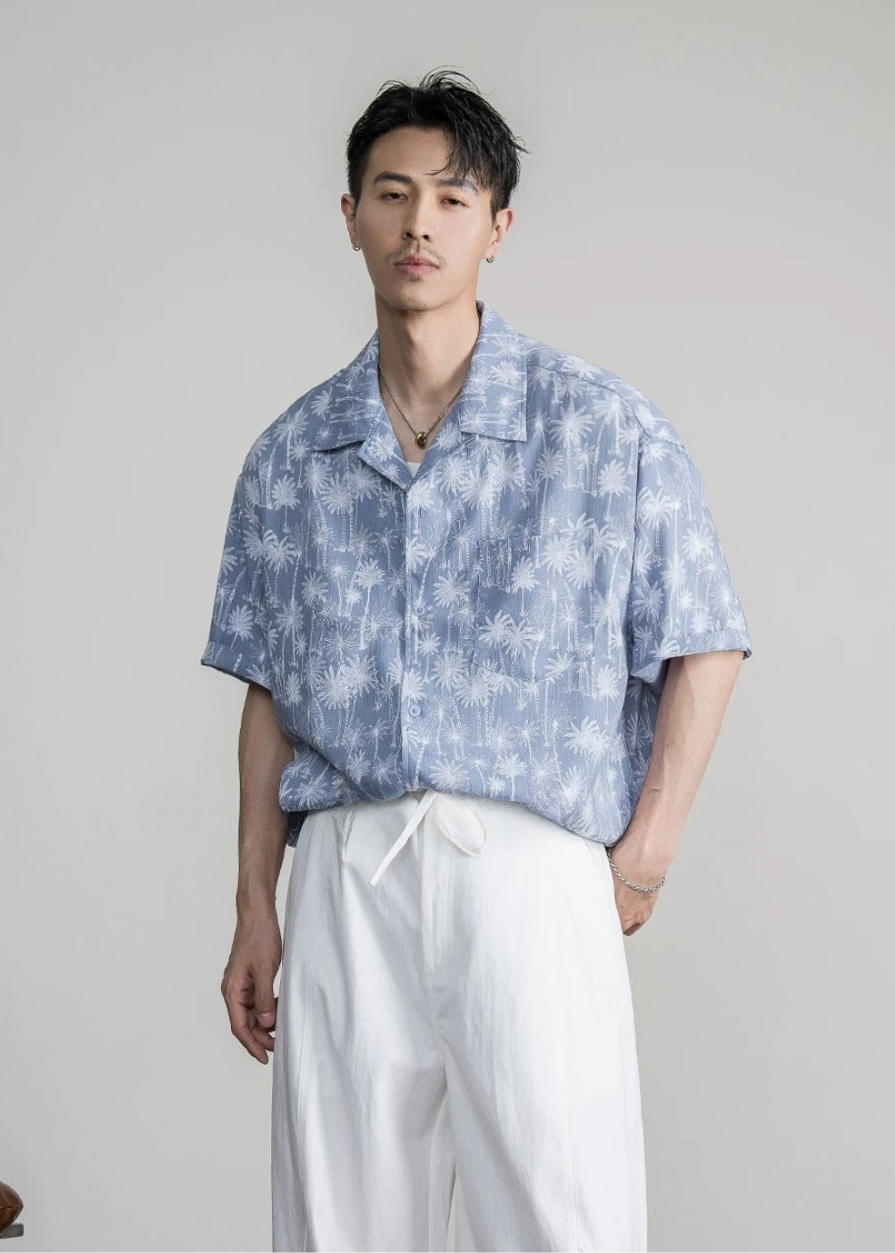 Retro Hawaiian Cuban Collar Shirt  #FS092