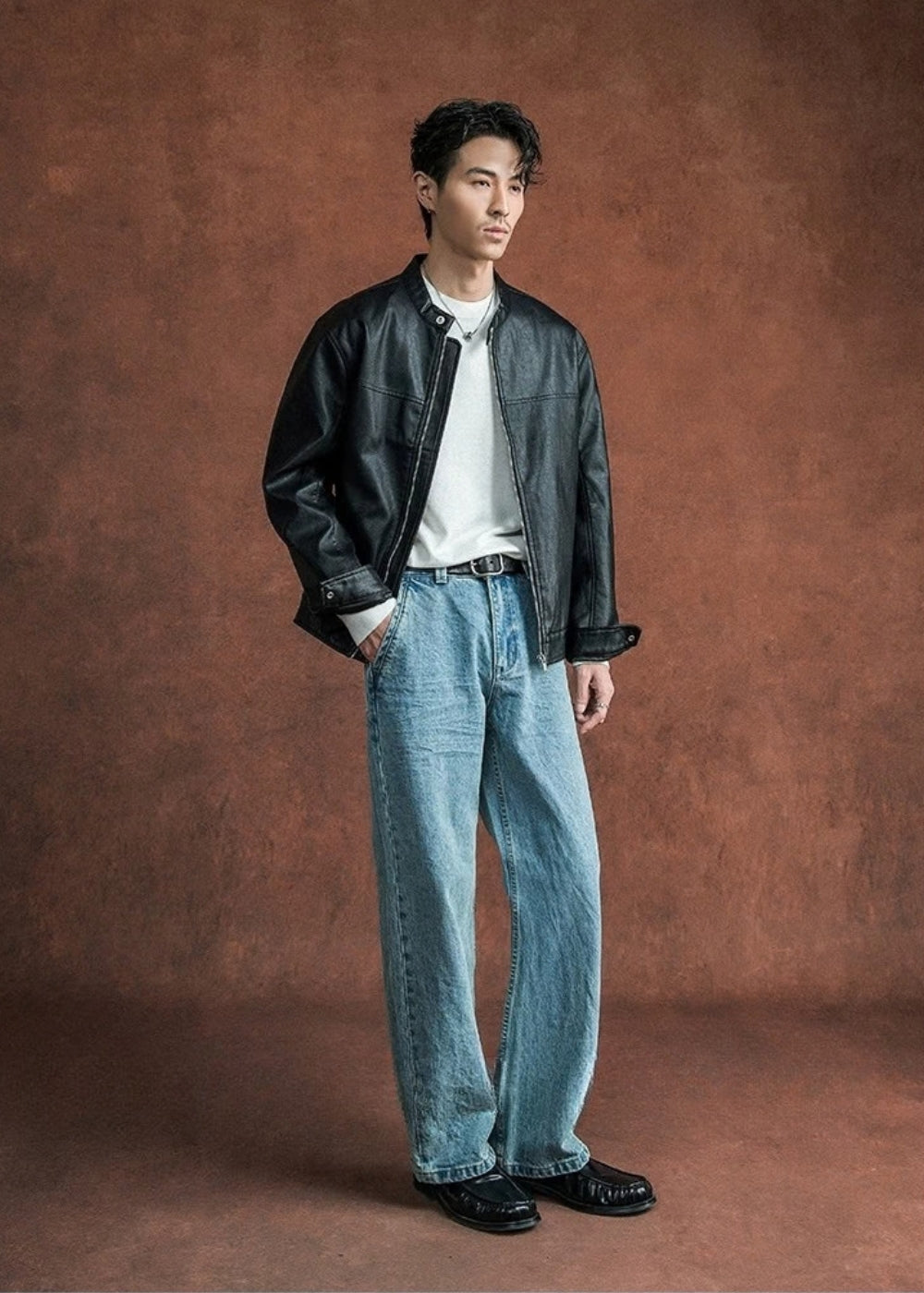 Minimal Faux Leather Jacket  #SF004
