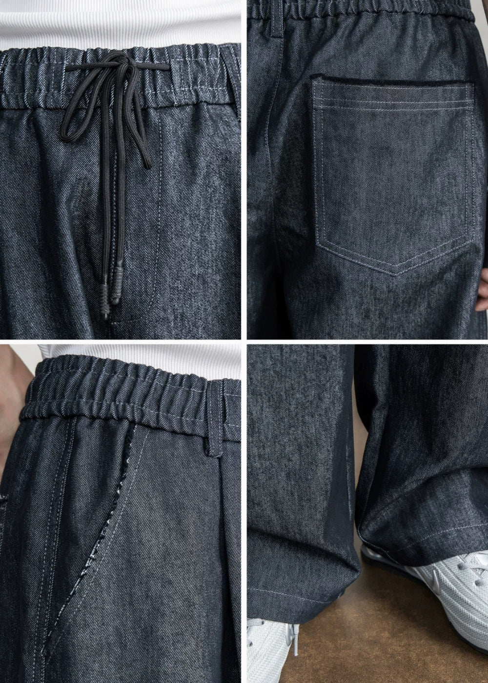 Contrast Pipe Denim Shirt Set  #FS052