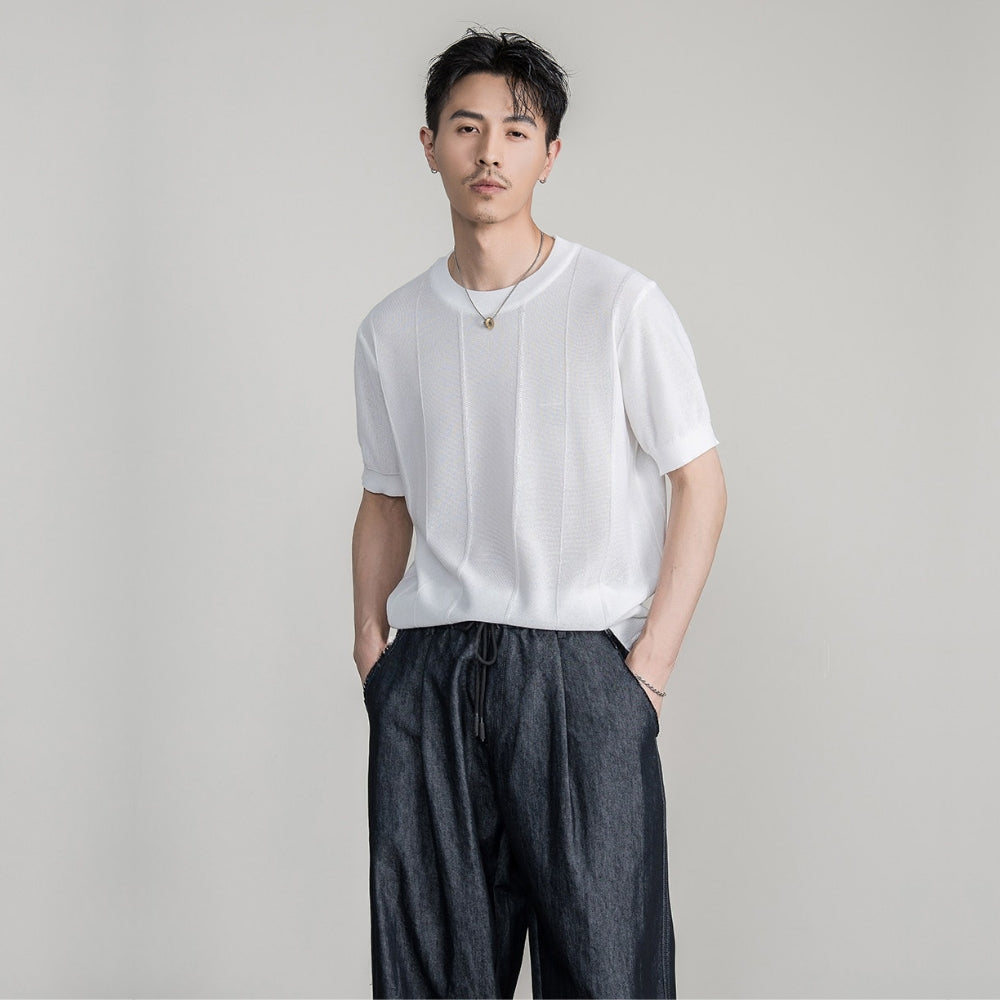 Breathable Knit Crew Neck T-Shirt  #FS087