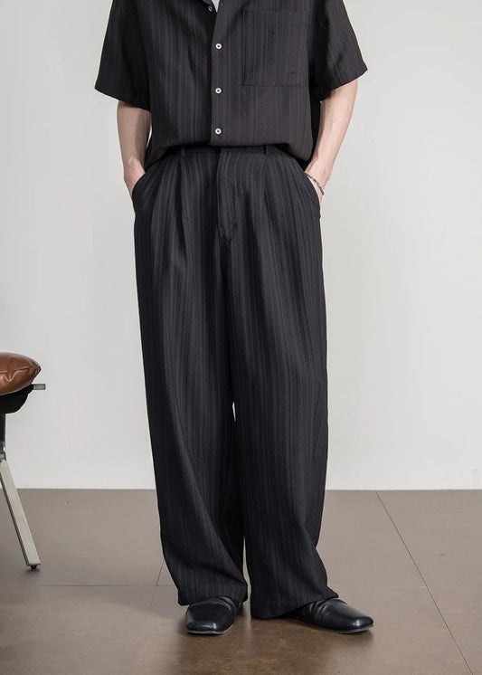 Textured Stripe Wide Trousers  #FS091