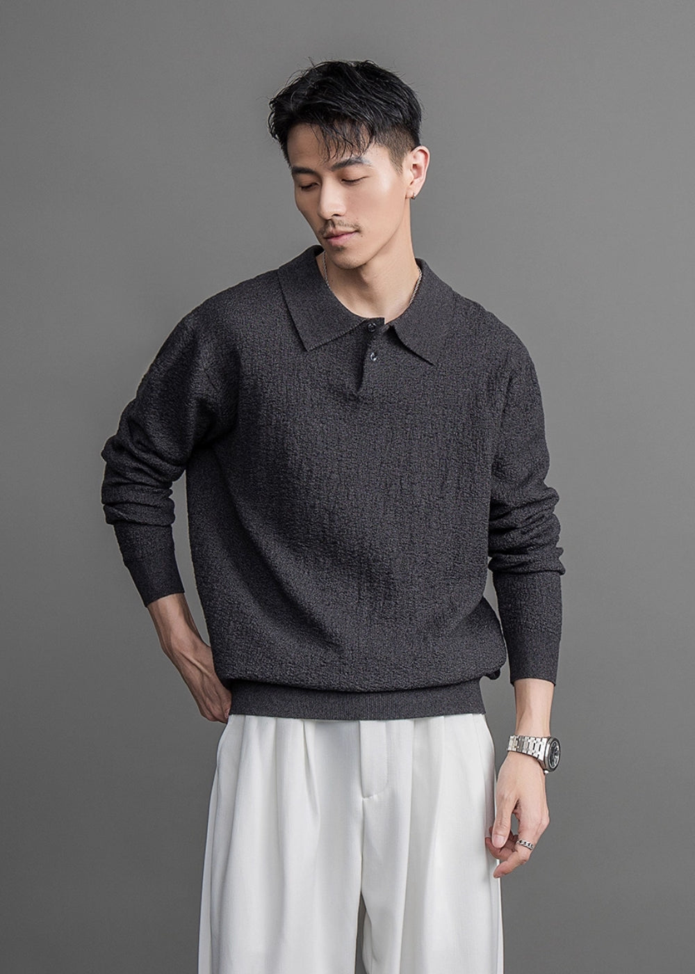 Melange Relax Polo Knit  #FS003