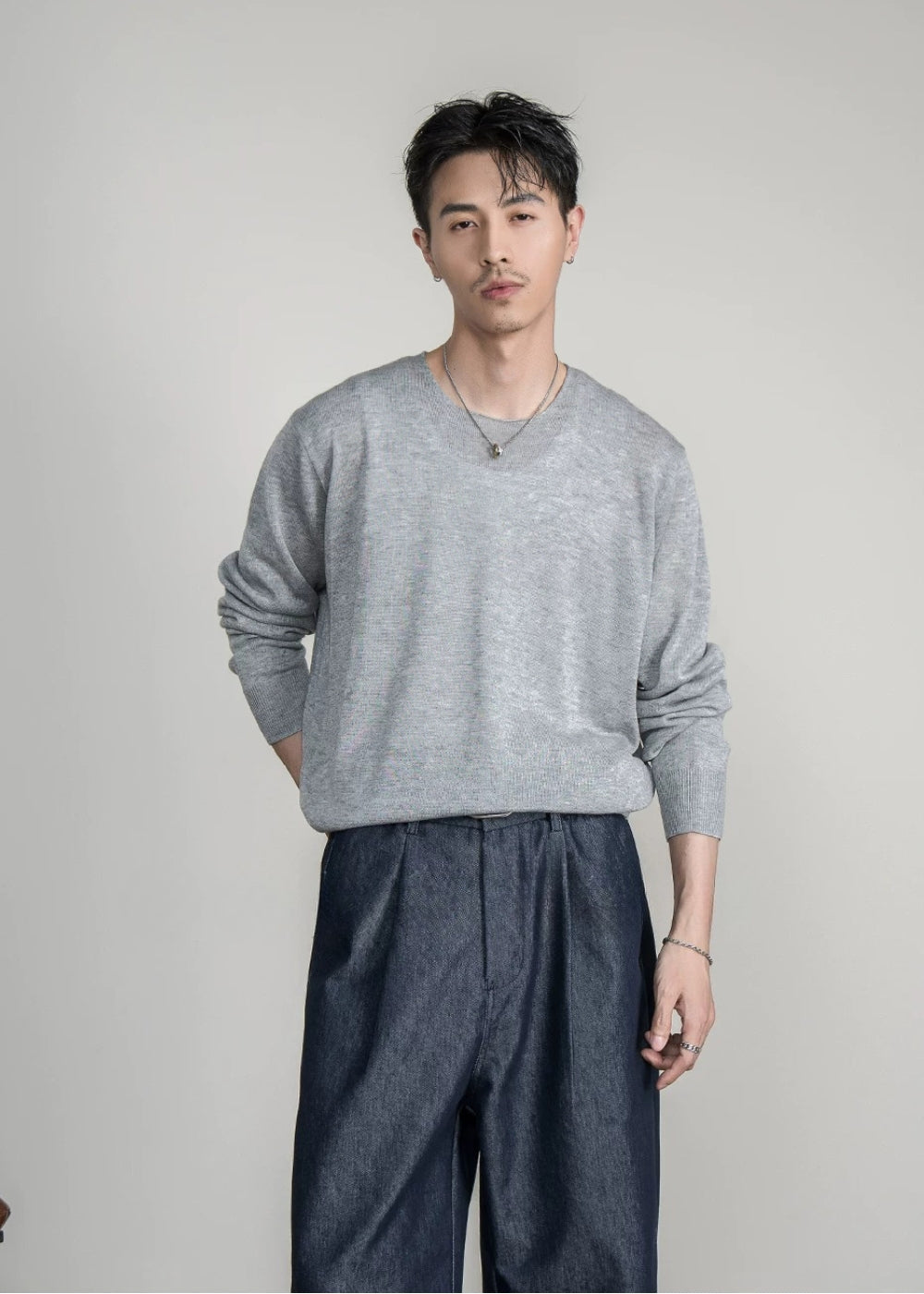 Soft Gauge Wool Crew Knit  #FS050