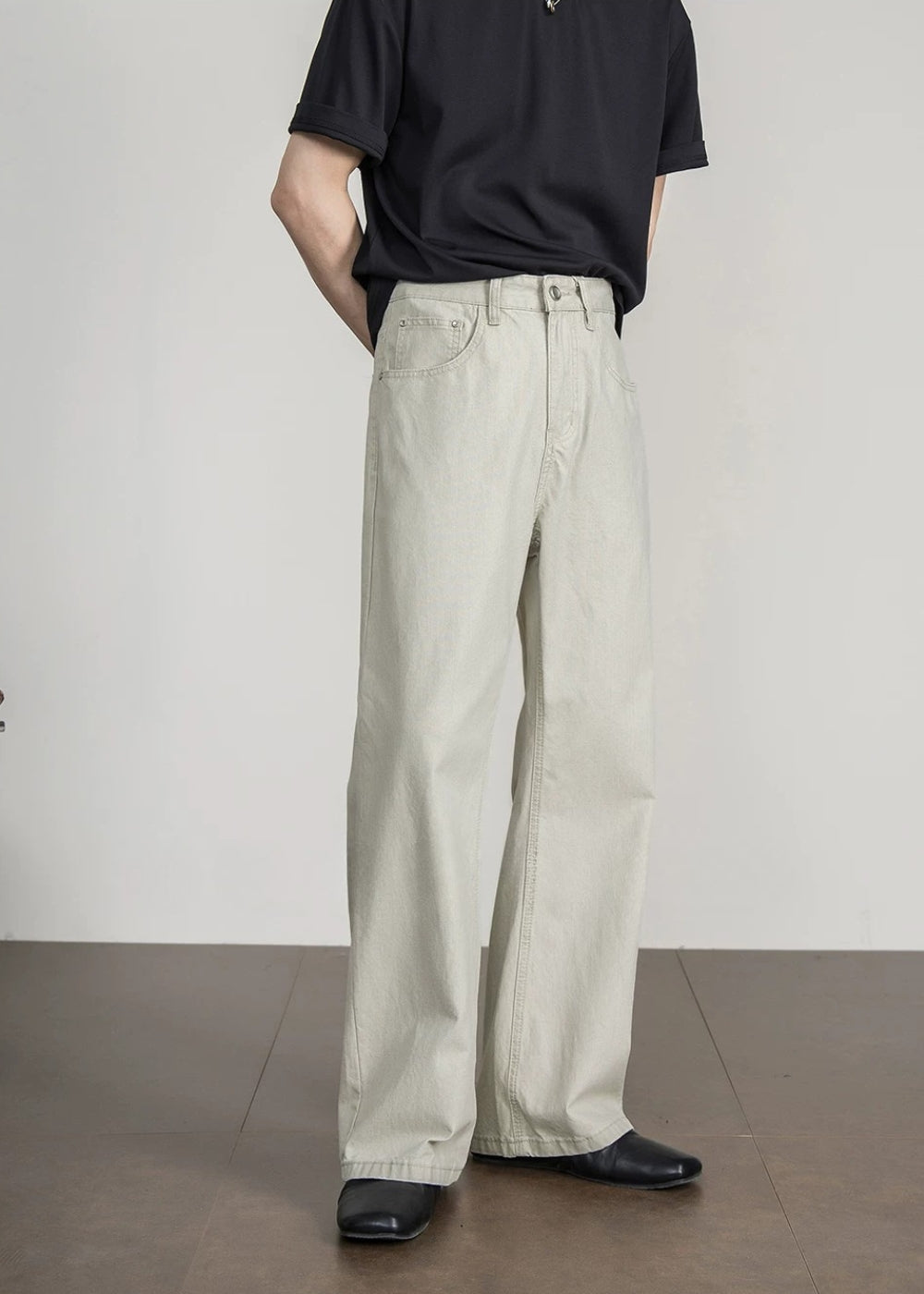 Greige Washed Straight Jeans  #FS078